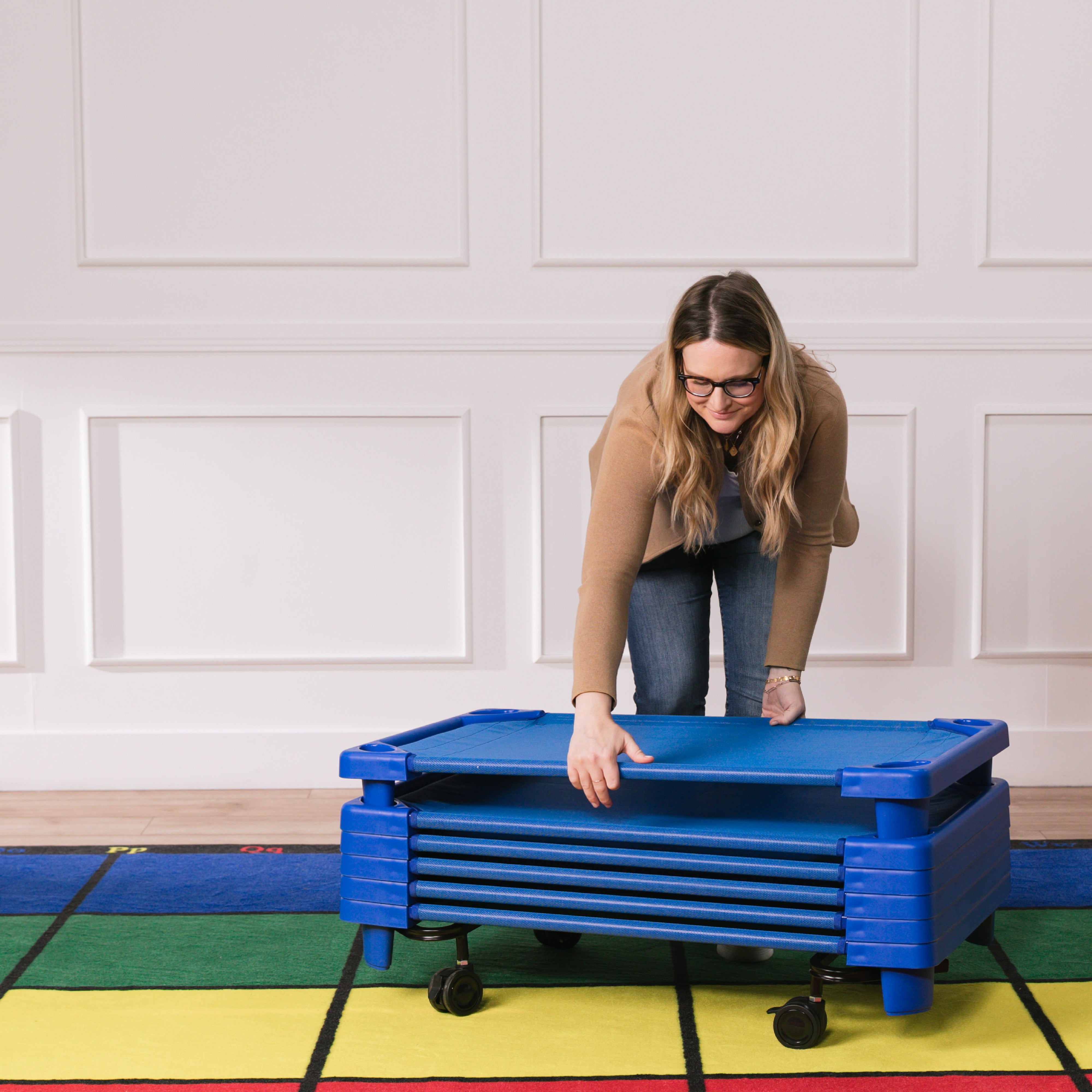 Stackable Kiddie Cot Toddler Ready-to-Assemble 6-Pack - Blue