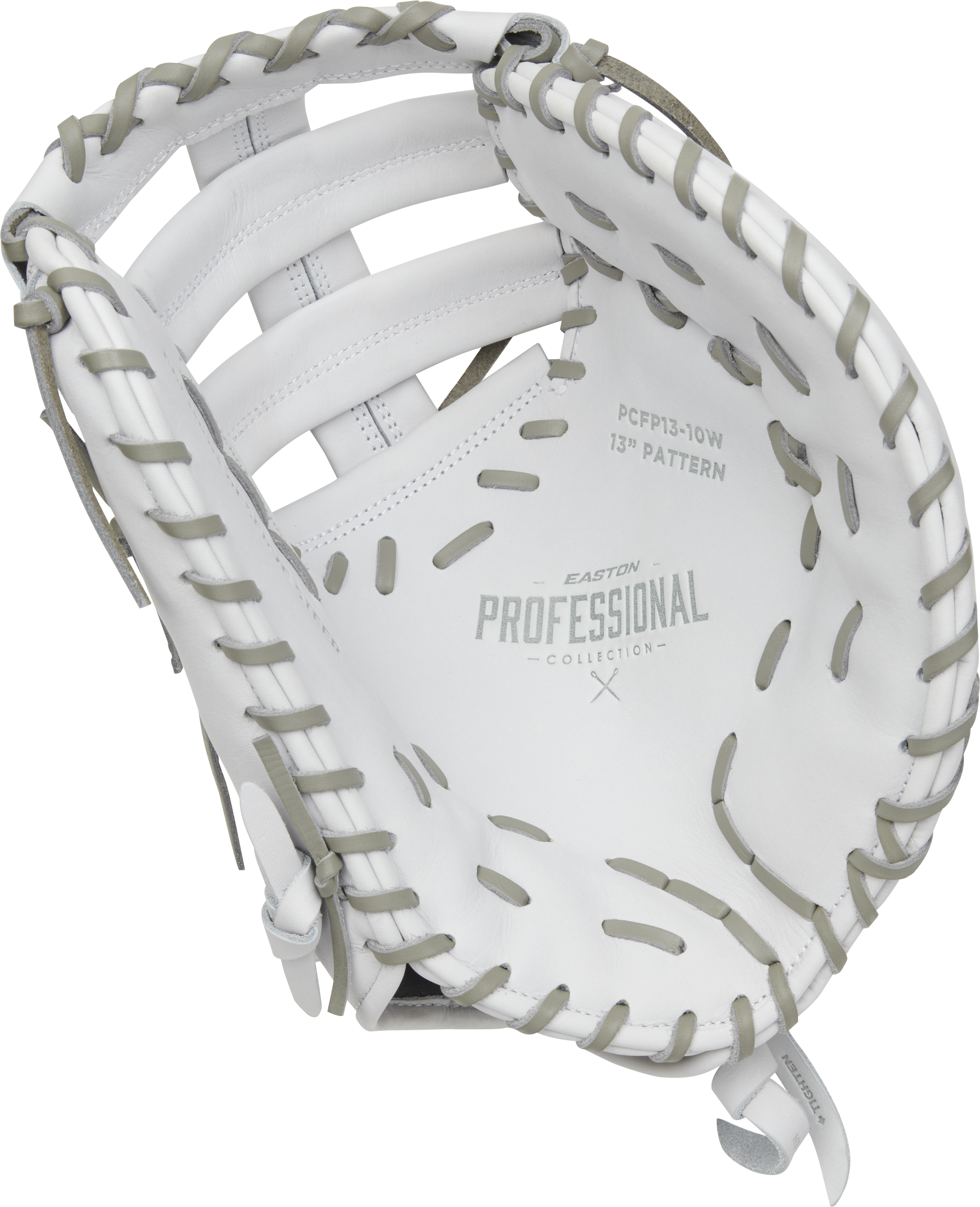 Easton Pro Collection Series First Base Mitt 13-Inch Softball Glove  - Right Hand Thrower - White/Gray