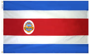 Costa Rica Flag 5x8 ft. Nylon SolarGuard Nyl-Glo 100% Made in USA to Official United Nations Design Specifications.