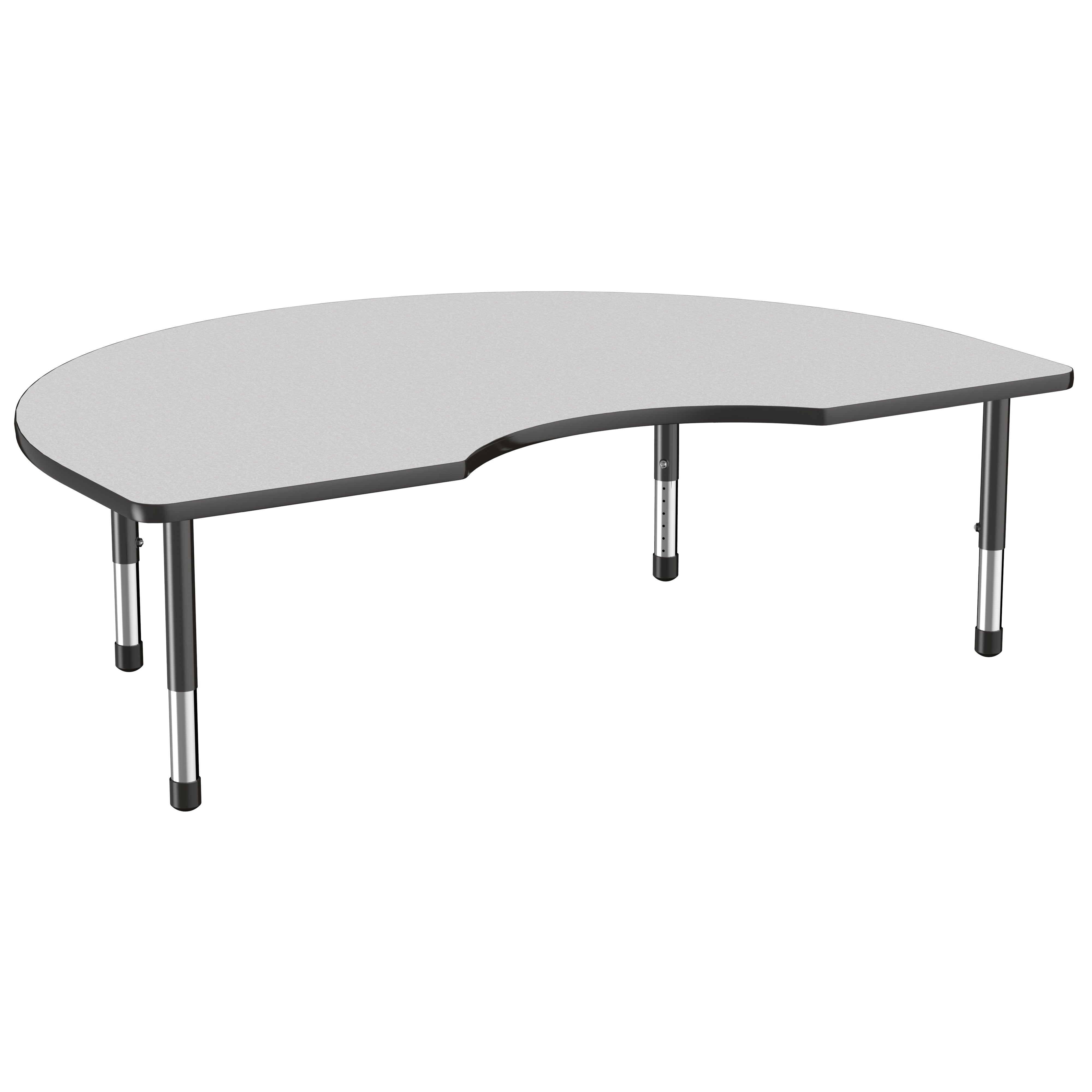 48" x 72" Kidney Thermofused Activity Table with Adjustable Chunky Legs - Gray/Black