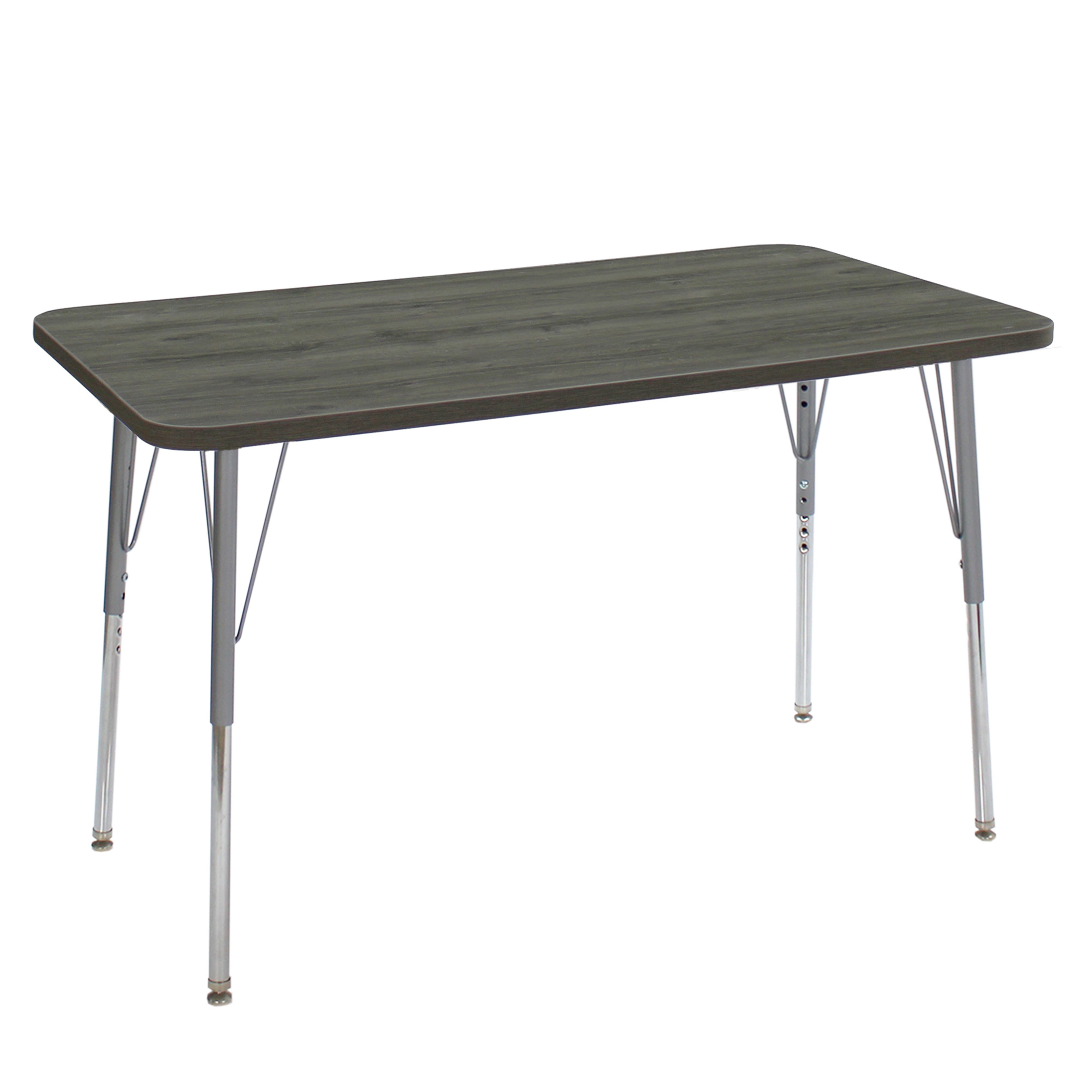 24" x 48" Rectangle La Madera Activity Table with Standard Legs - Gray Wood/Silver