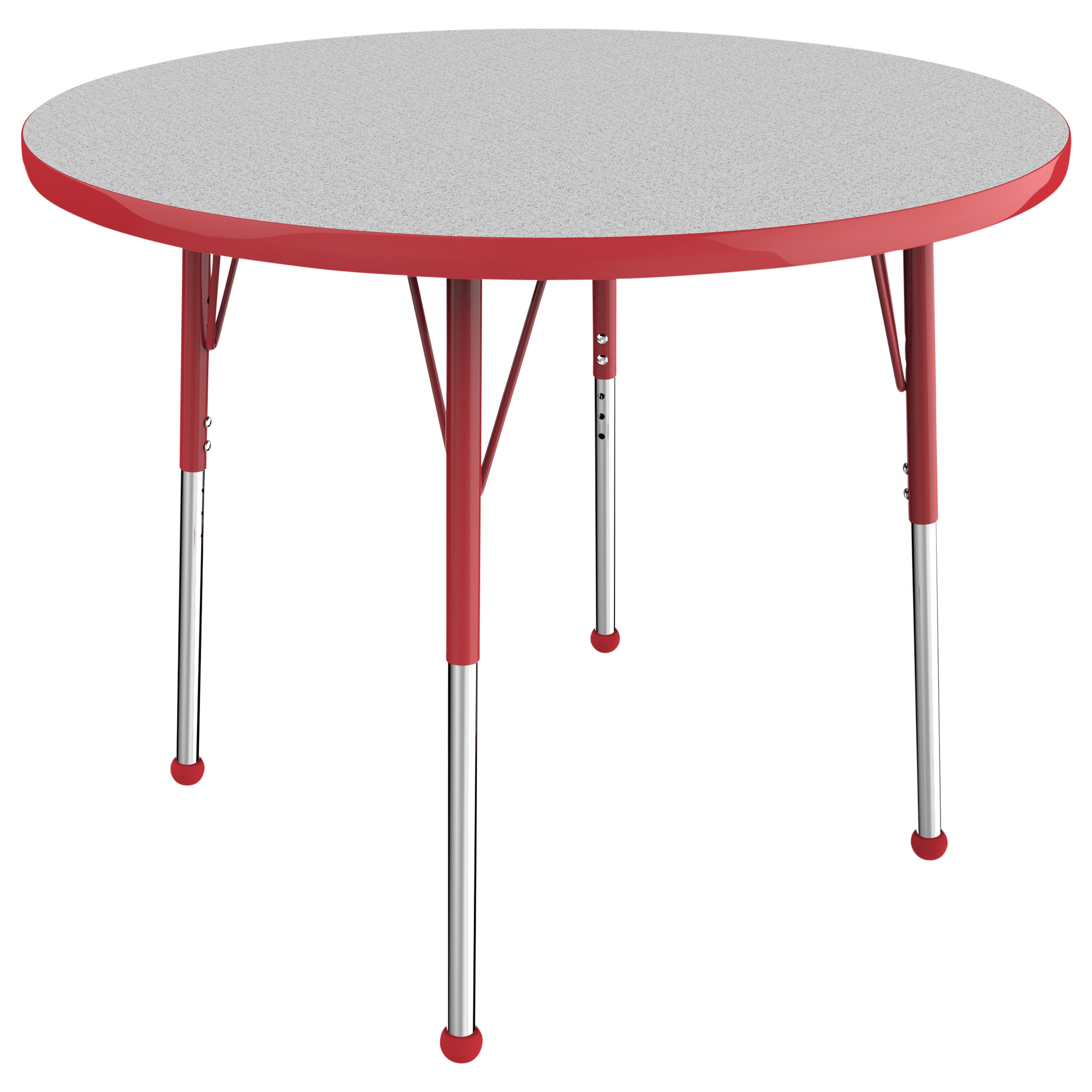 36" Round T-Molding Activity Table with Adjustable Standard Ball Glide Legs - Gray/Red