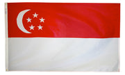 Singapore Flag 4x6 ft. Nylon SolarGuard Nyl-Glo 100% Made in USA to Official United Nations Design Specifications.
