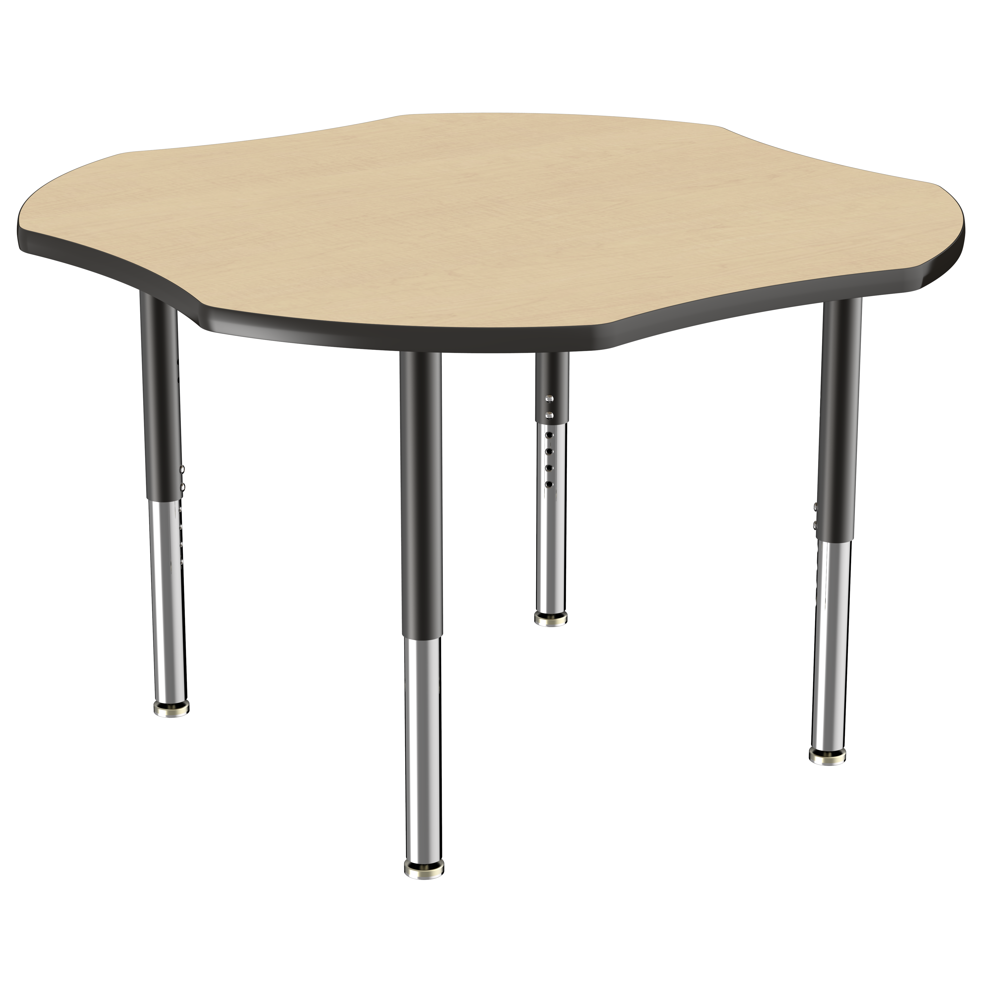 48" x 48" Clover T-Molding Activity Table with Adjustable Super Legs - Maple/Black