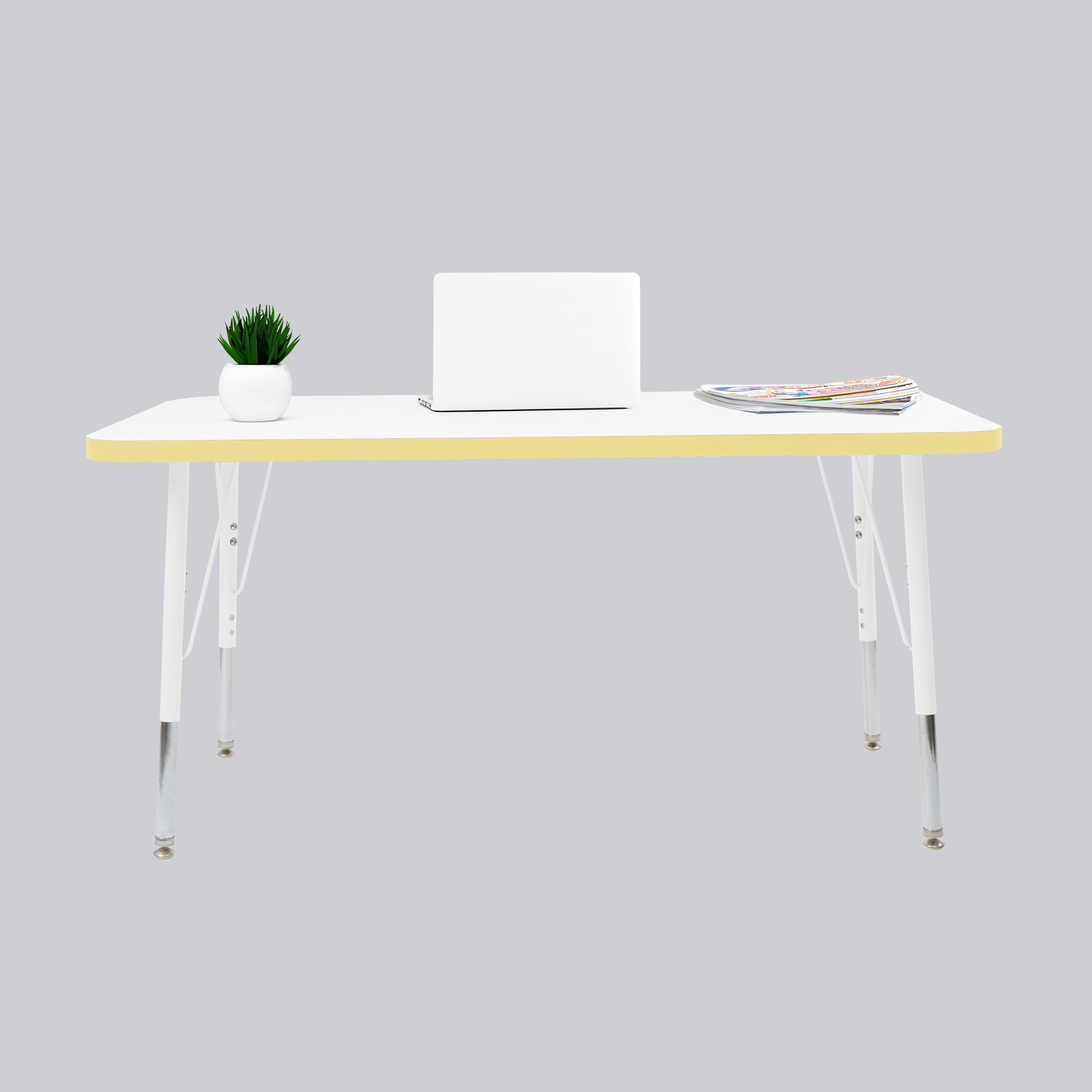 24" x 48" Rectangle Thermofused Activity Table with Adjustable Standard Swivel Glide Legs - White/Squash/White