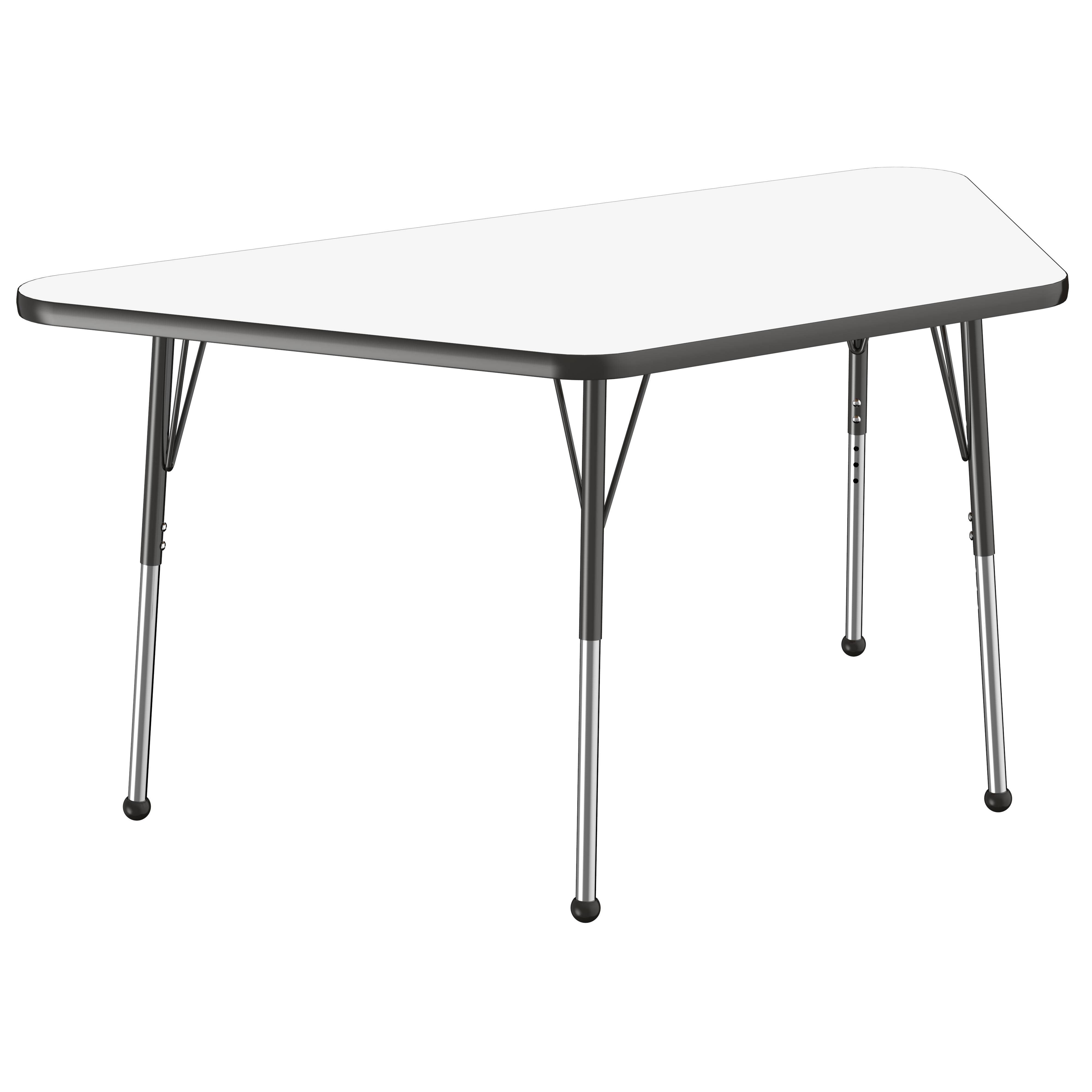 30" x 60" Trapezoid Dry-Erase Activity Table with Adjustable Standard Ball Glide Legs - Whiteboard/Black