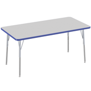 30" x 60" Rectangle T-Molding Activity Table with Adjustable Standard Swivel Glide Legs - Gray/Blue/Silver