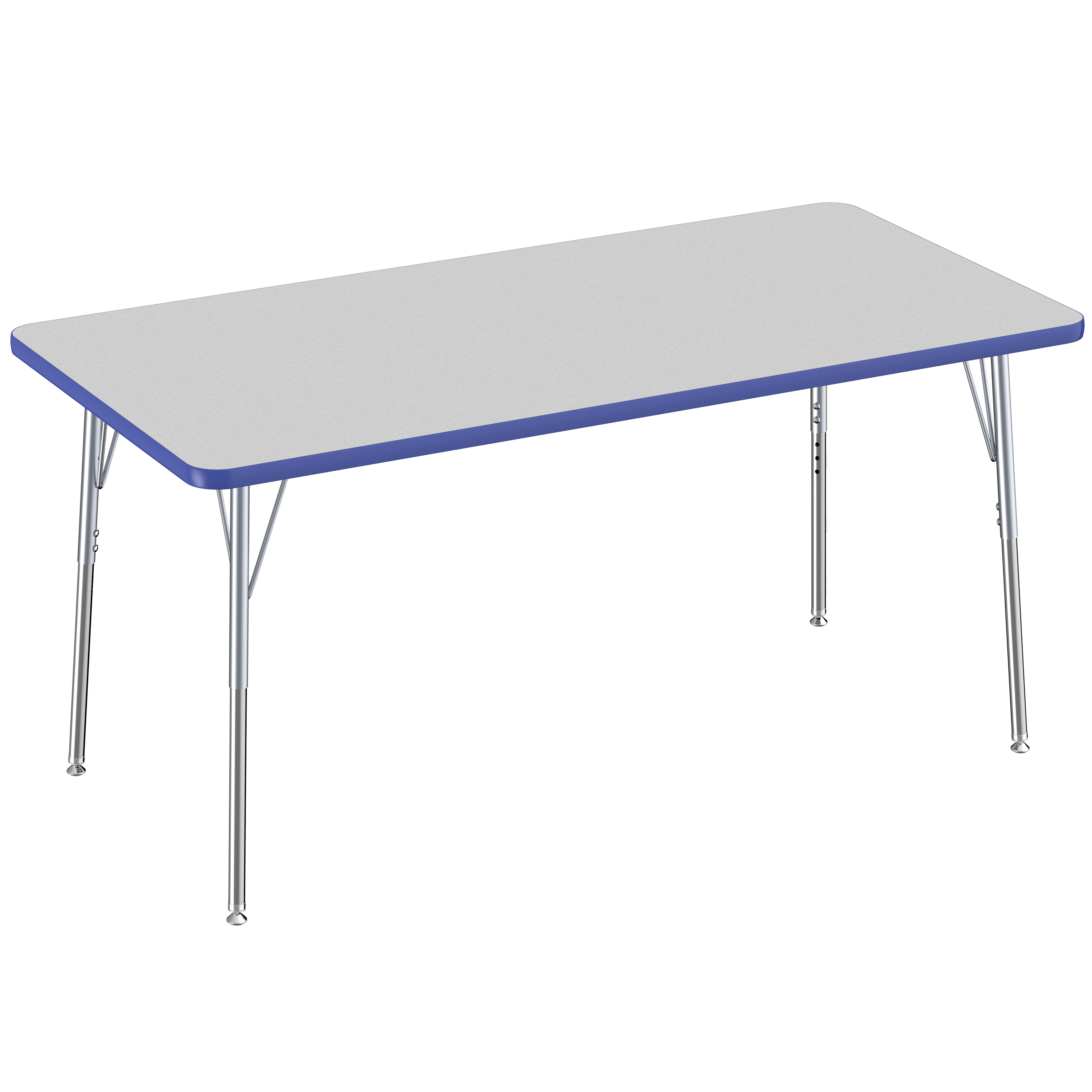 30" x 60" Rectangle T-Molding Activity Table with Adjustable Standard Swivel Glide Legs - Gray/Blue/Silver