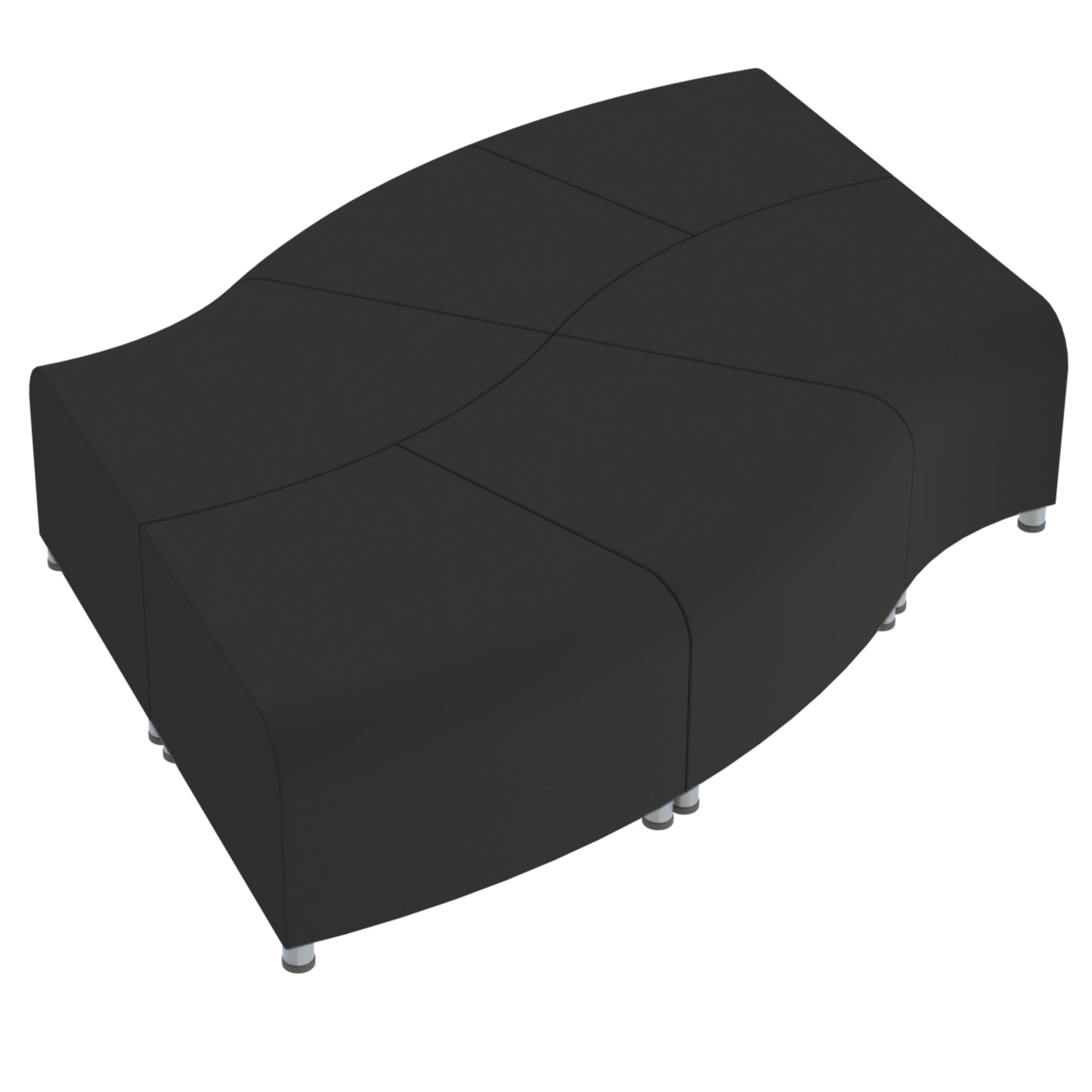 Pro Series Connect Edged Ripple Backless Seating, 6-Piece Set - Black