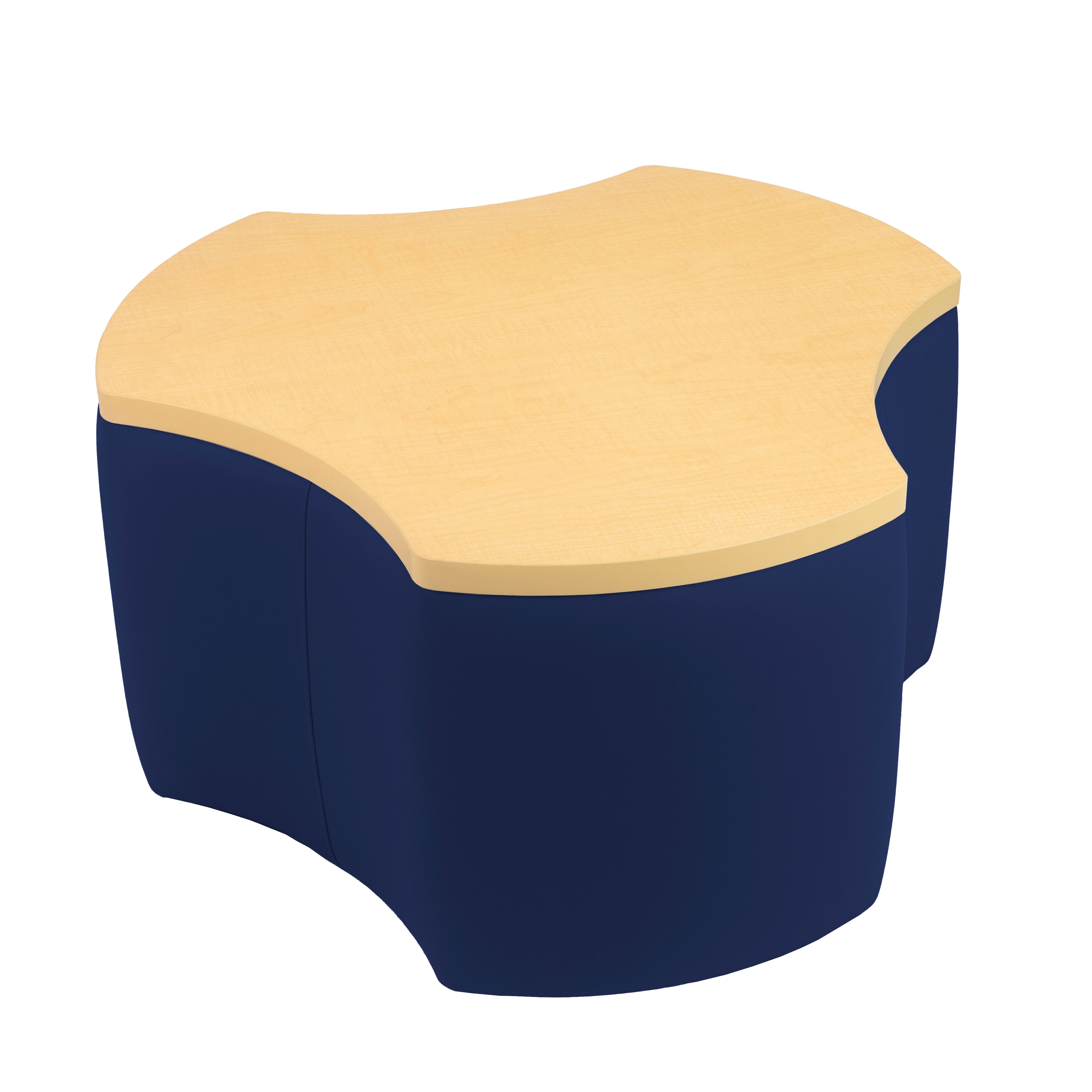 Pro Series Upholstered Cog Ottoman Table 18" Height - Navy/Maple