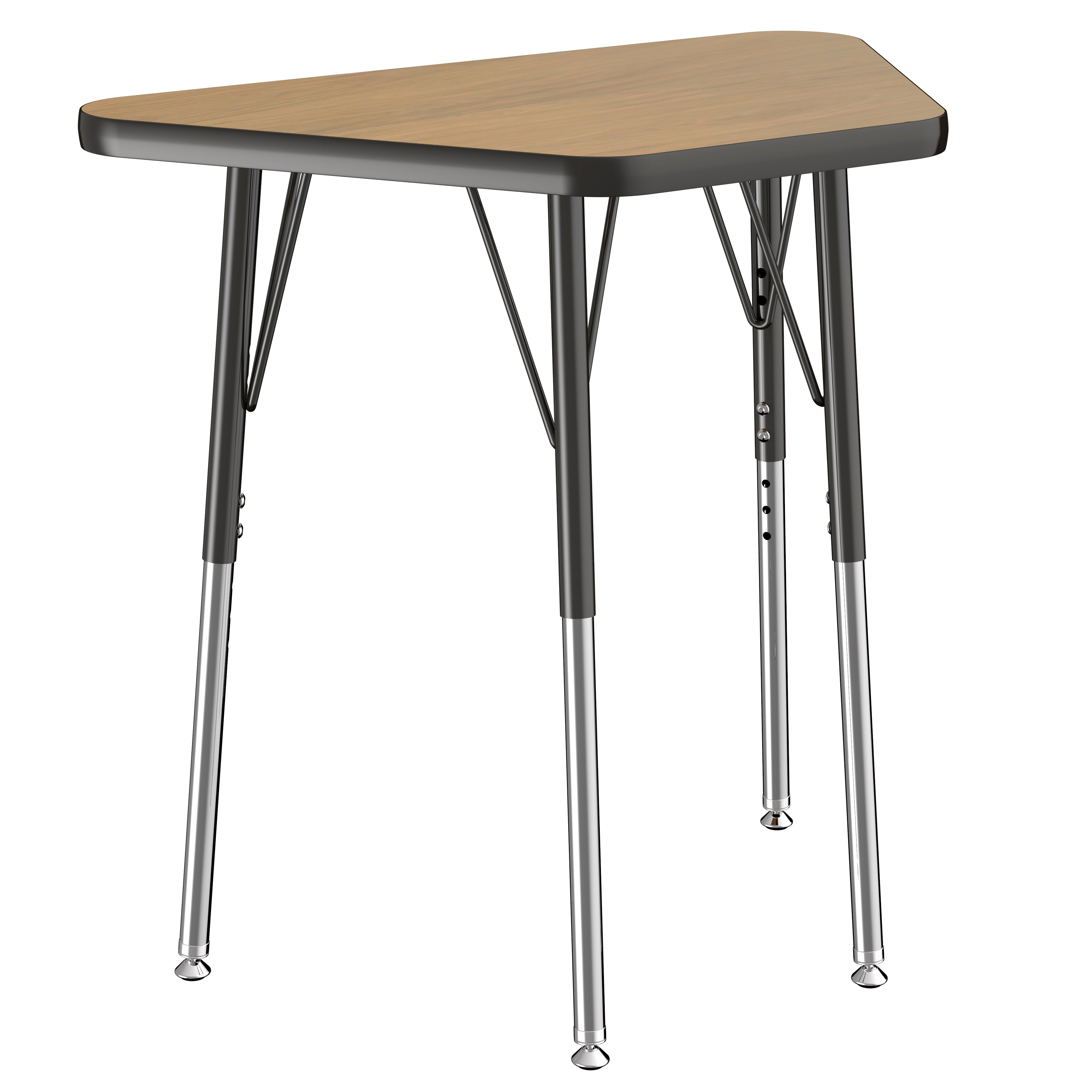 18" x 30" Trapezoid T-Molding Activity Table with Adjustable Standard Swivel Glide Legs - Pasadena Oak/Black