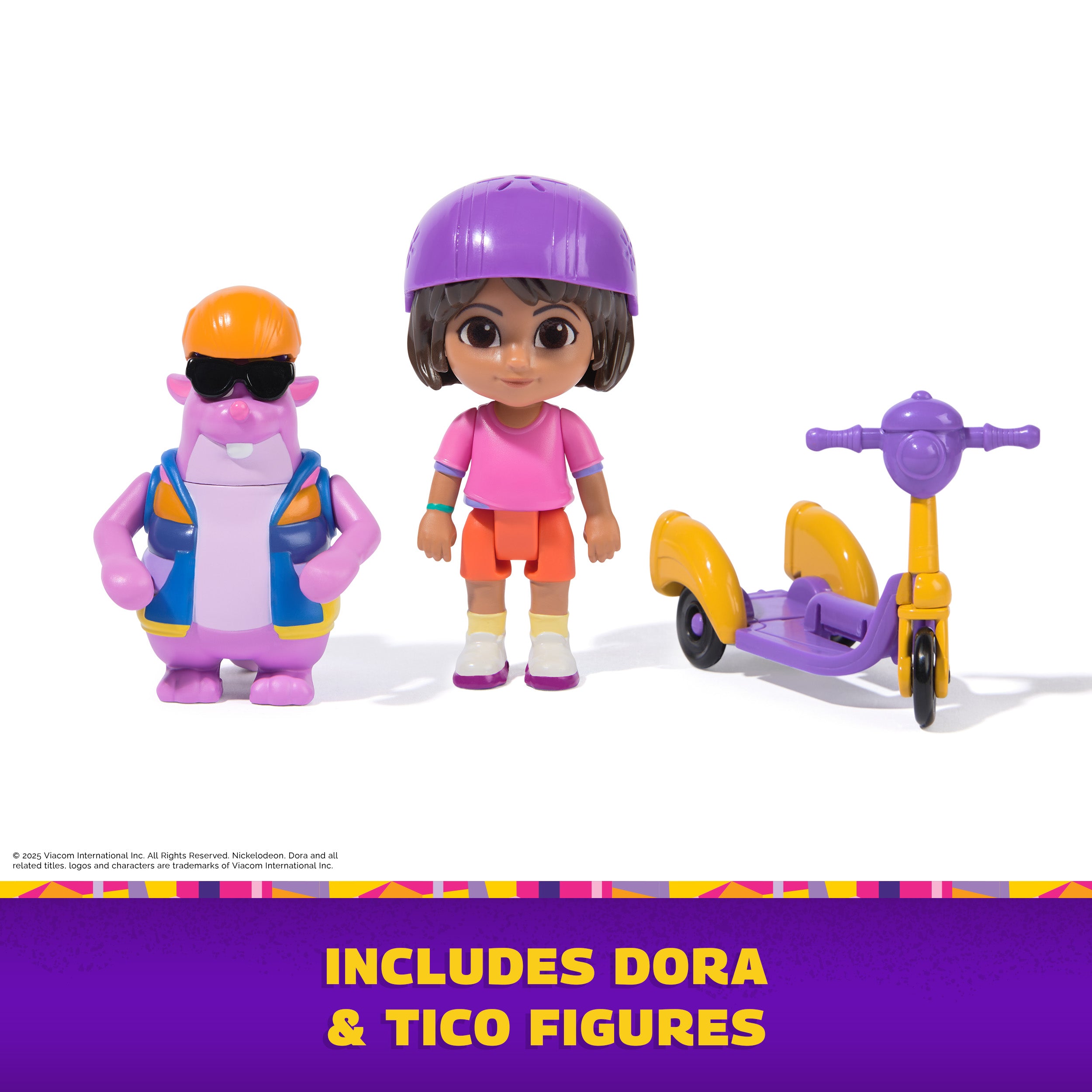 Dora, Zoom & Explore Adventure Pack with Dora & Tico Toy Figures & 3-Wheeled Scooter Accessory, Kids Toys for Girls & Boys Ages 3 and Up