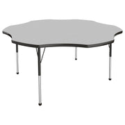 60" x 60" Flower T-Molding Activity Table with Adjustable Standard Ball Glide Legs - Gray/Black