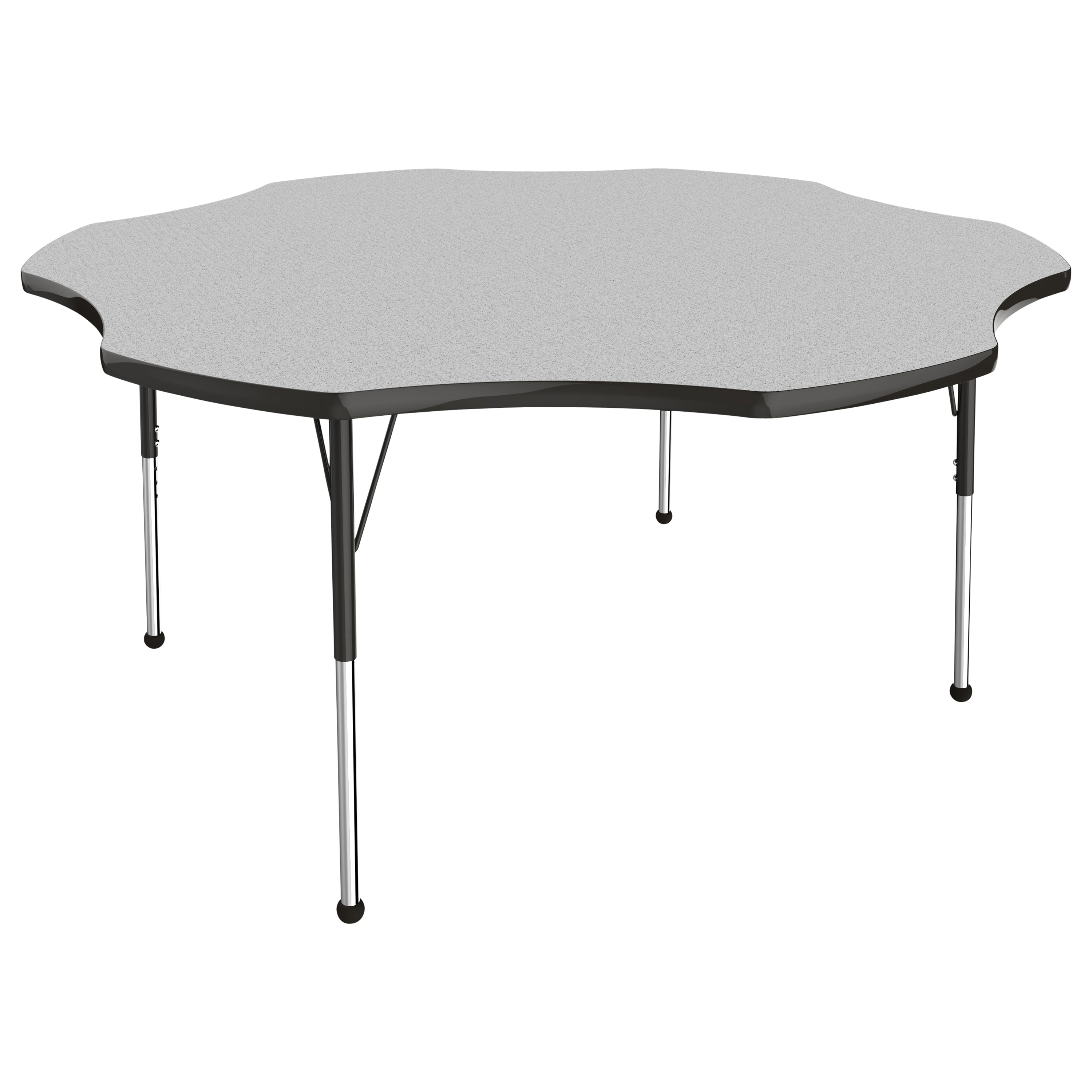 60" x 60" Flower T-Molding Activity Table with Adjustable Standard Ball Glide Legs - Gray/Black