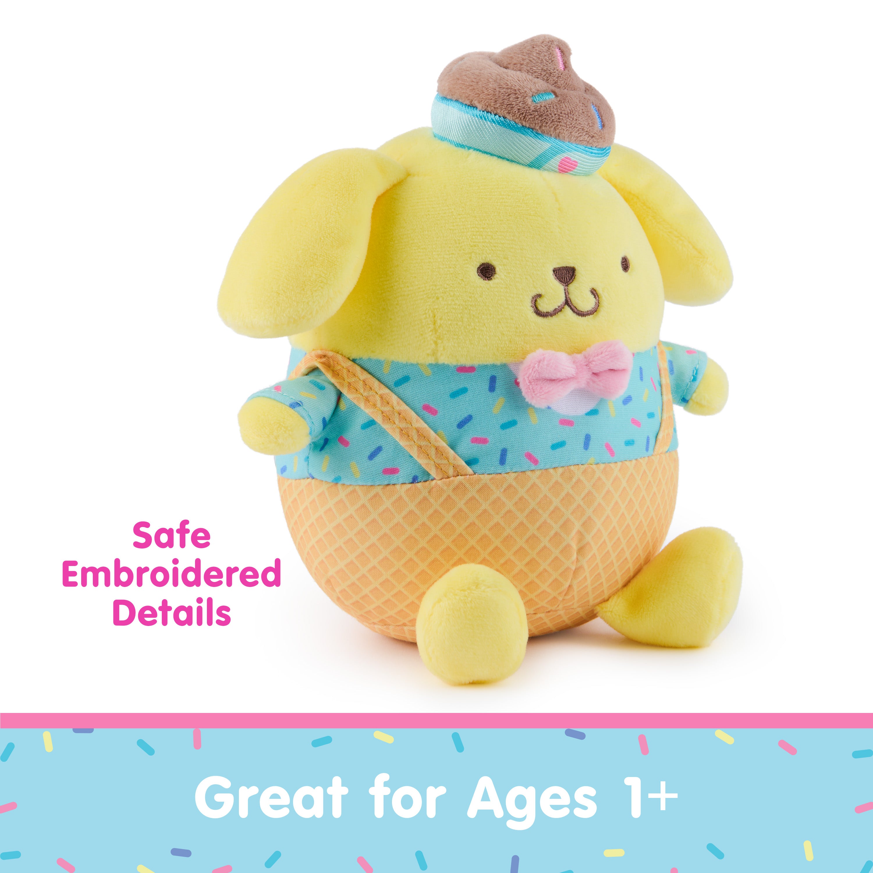 GUND Sanrio Hello Kitty and Friends Pompompurin Ice Cream Plush, Stuffed Animal for Ages 1 and Up, Yellow, 6”