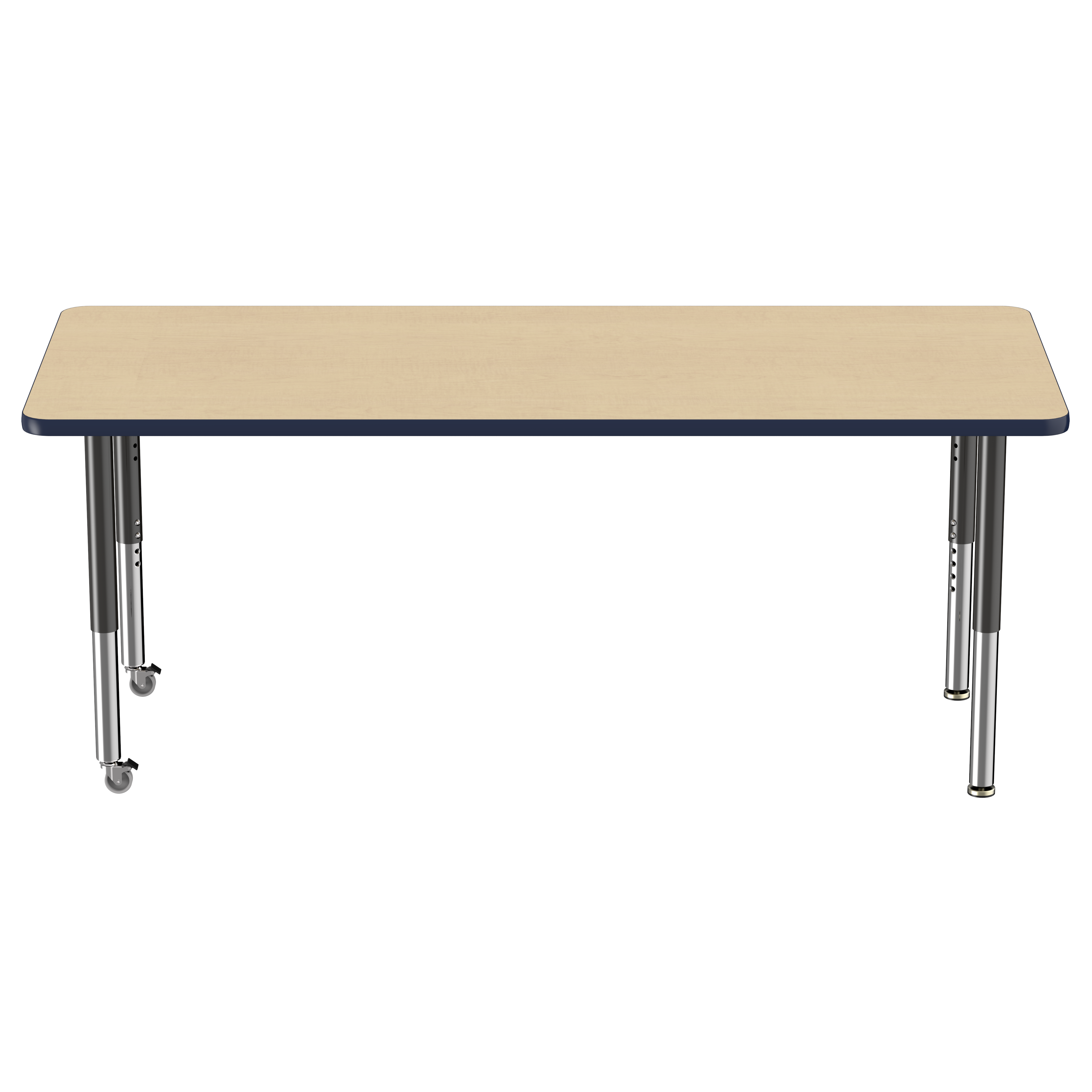 30" x 72" Rectangle T-Molding Activity Table with Adjustable Super Legs - Maple/Navy/Black