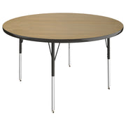 48" Round T-Molding Activity Table with Adjustable Standard Swivel Glide Legs - Pasadena Oak/Black