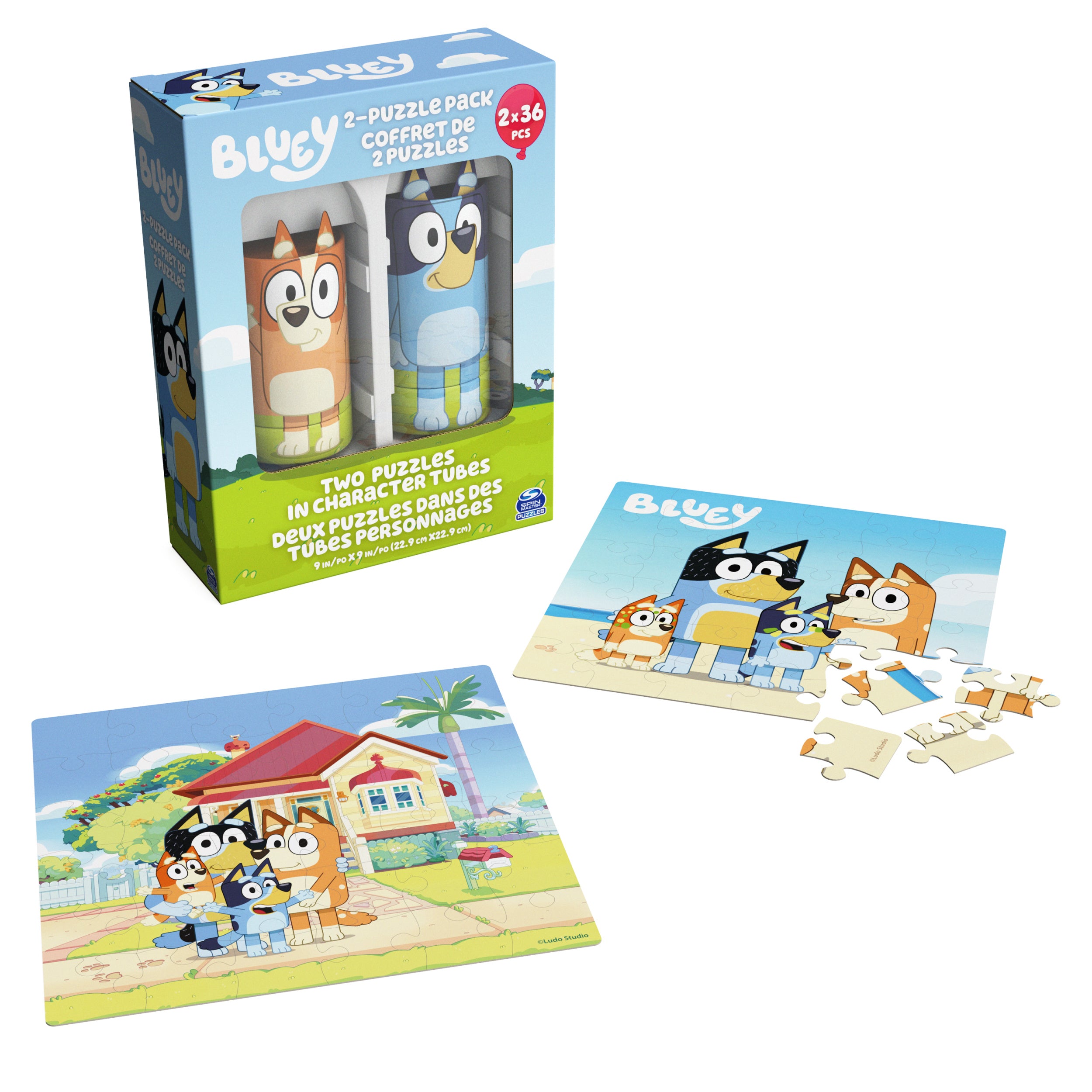 Spin Master Games, Bluey Puzzles 2-Pack, 36 Pieces, Preschool Puzzles, for Ages 3 & Up