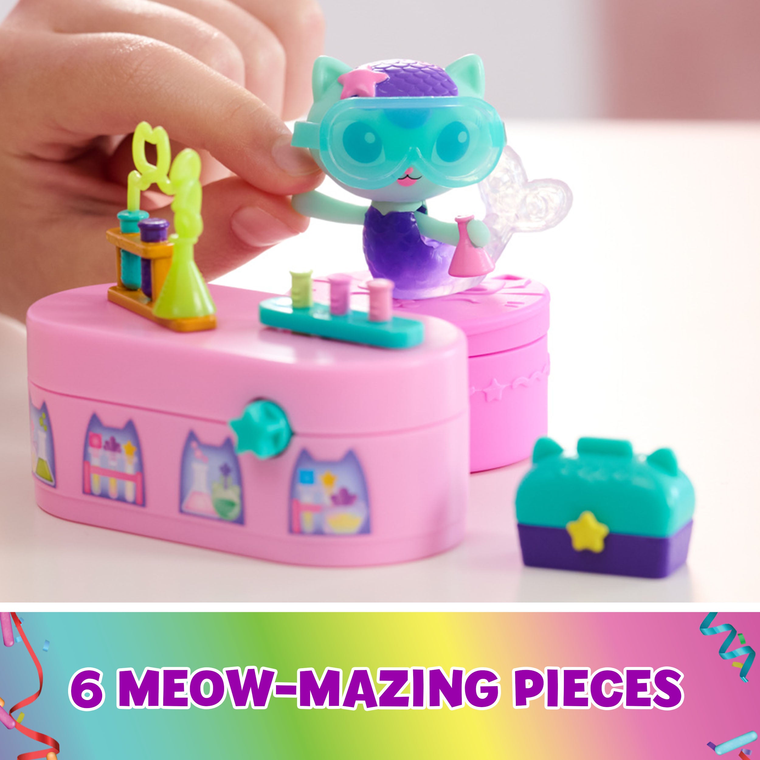Gabby’s Dollhouse, Celebration Series MerCat Bobble Figure with Dollhouse Furniture and Accessories, Kids Toys for Girls & Boys Ages 3 and Up