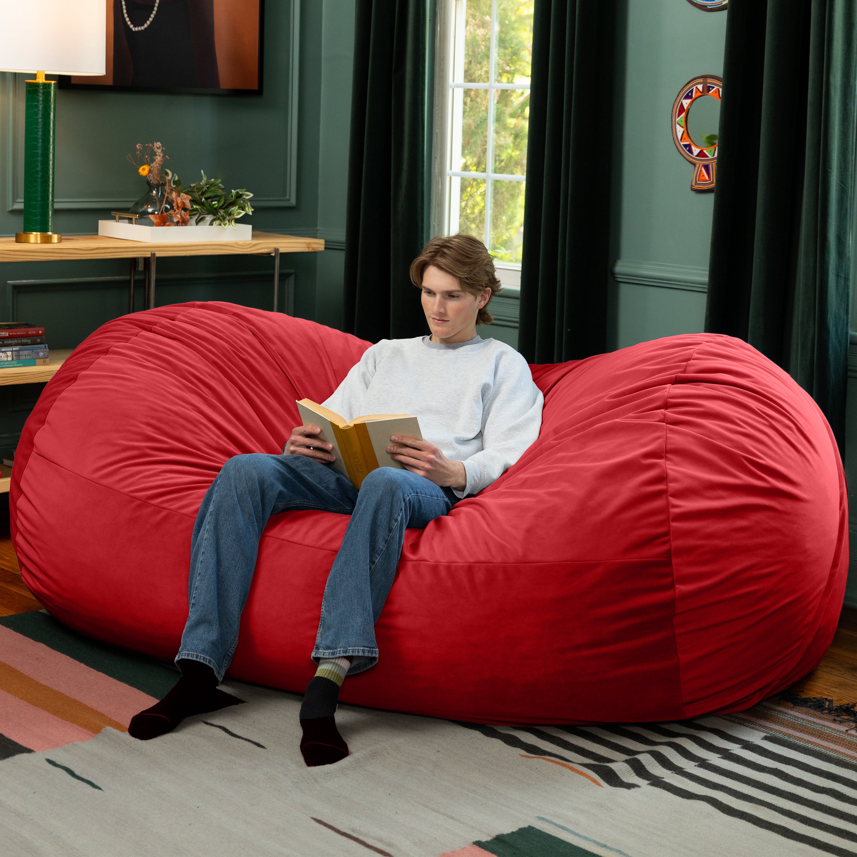 Jaxx Grand Lounger 7 Foot Bean Bag Sofa -Lush Velvet Merlot