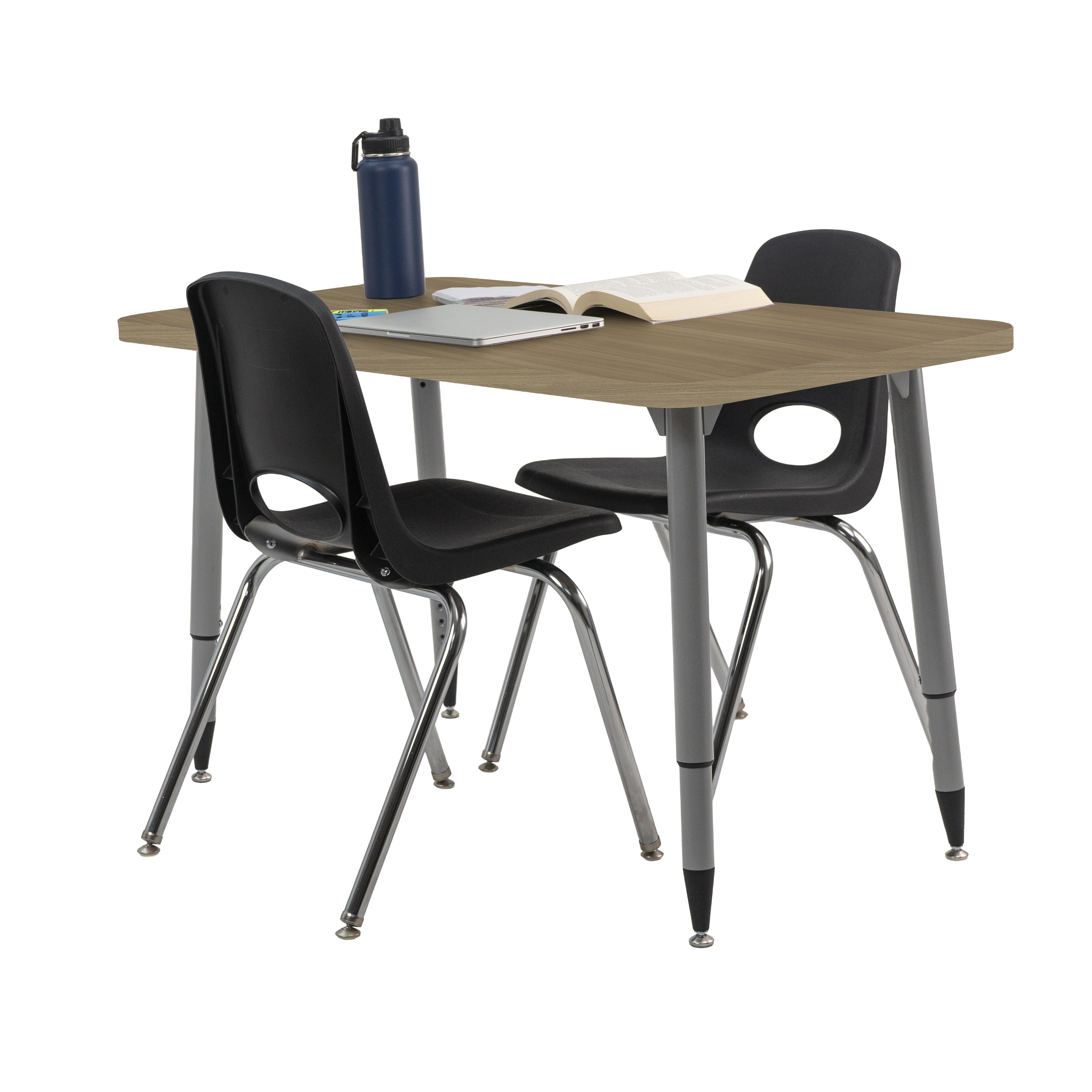Adapte 24" x 48" Rectangle Woodgrain Activity Table with Adjustable Tapered Legs - Pasadena Oak/Silver