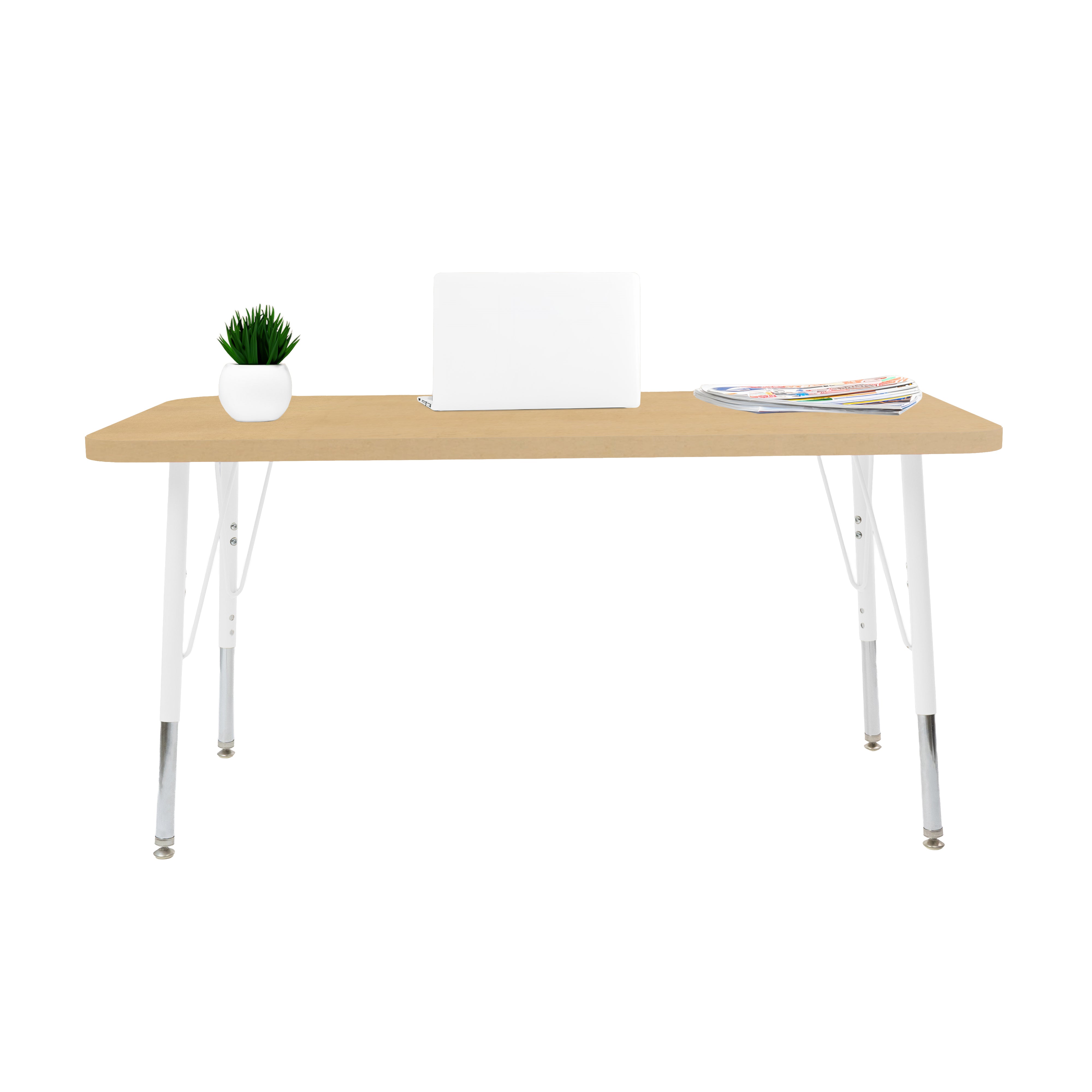 24" x 48" Rectangle Thermofused Woodgrain Activity Table with Standard Legs - Maple Grain/White