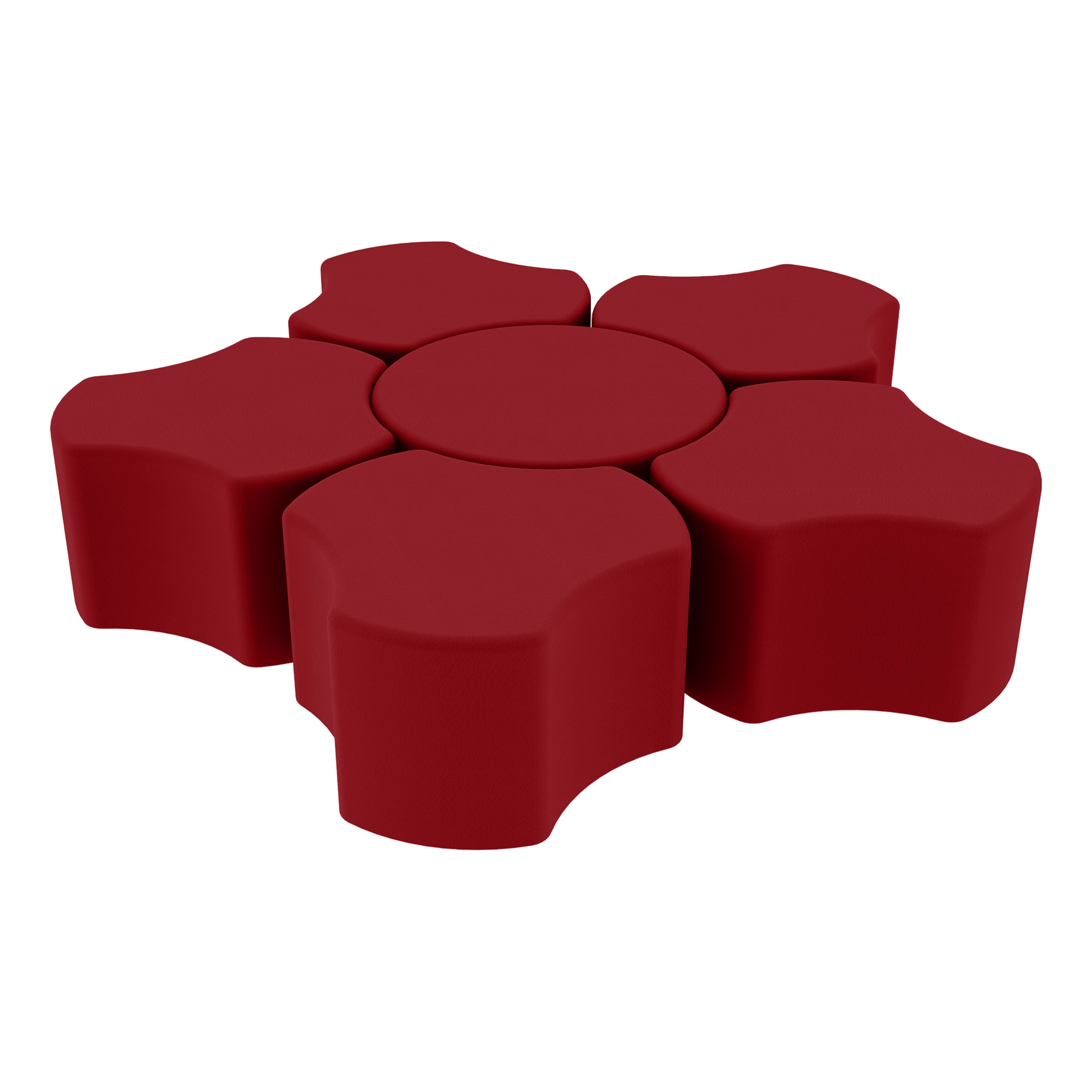 Pro Series 18" Height Cog Ottoman Set, 6-Piece - Crimson