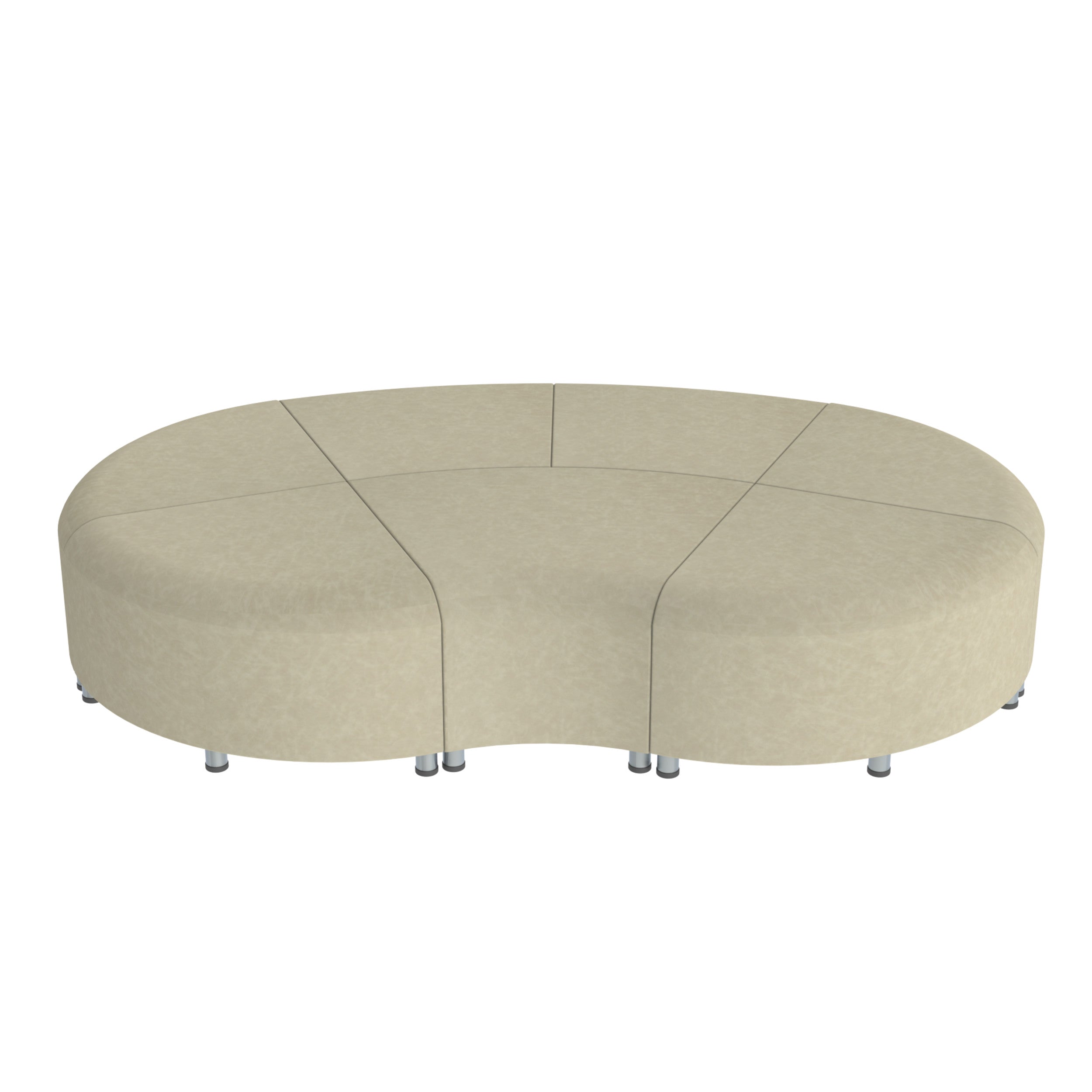 Pro Series Rustic Connect Curved Wavelet Backless Seating, 7-Piece Set - Almond
