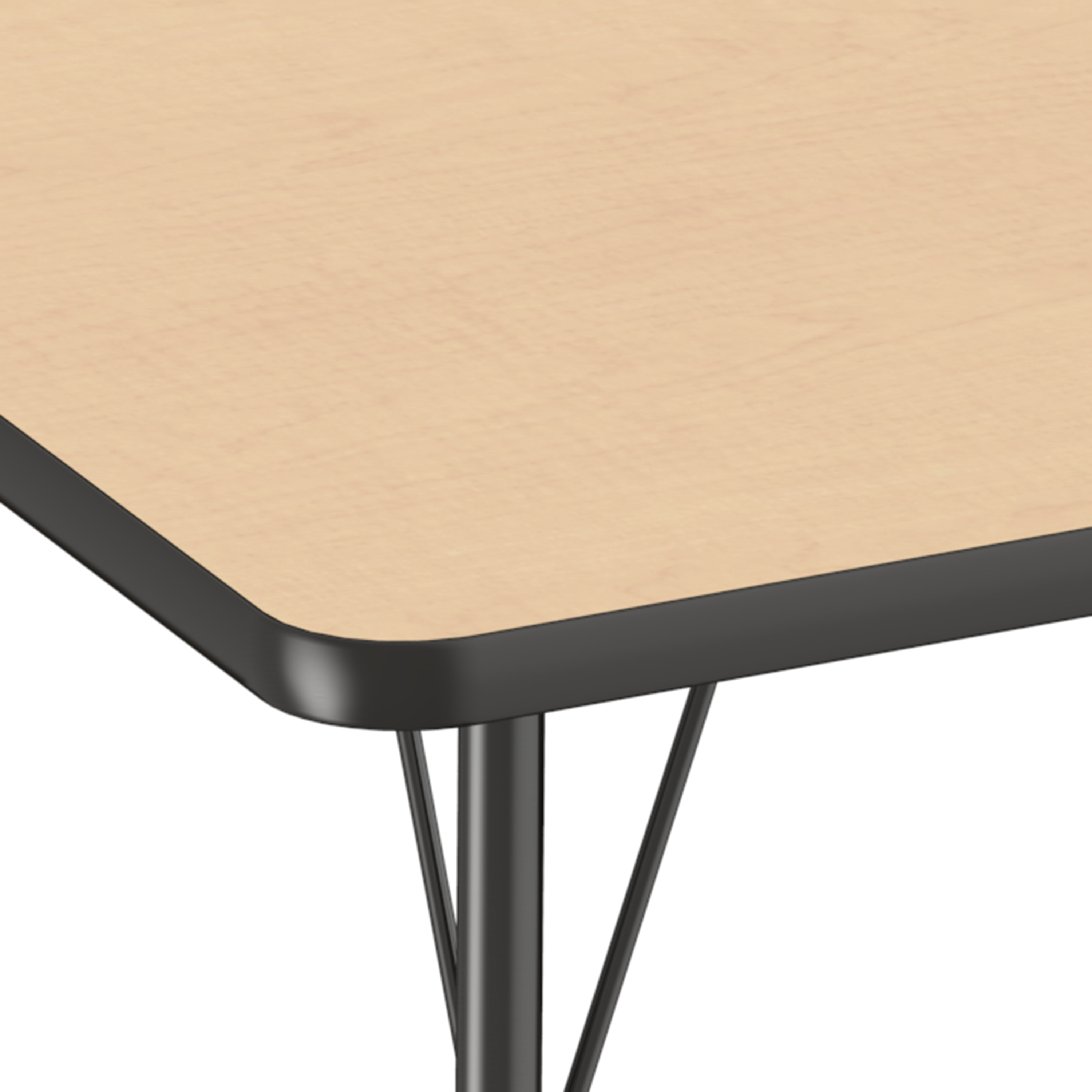 30" x 60" Trapezoid Thermofused Activity Table with Adjustable Standard Swivel Glide Legs - Maple/Black