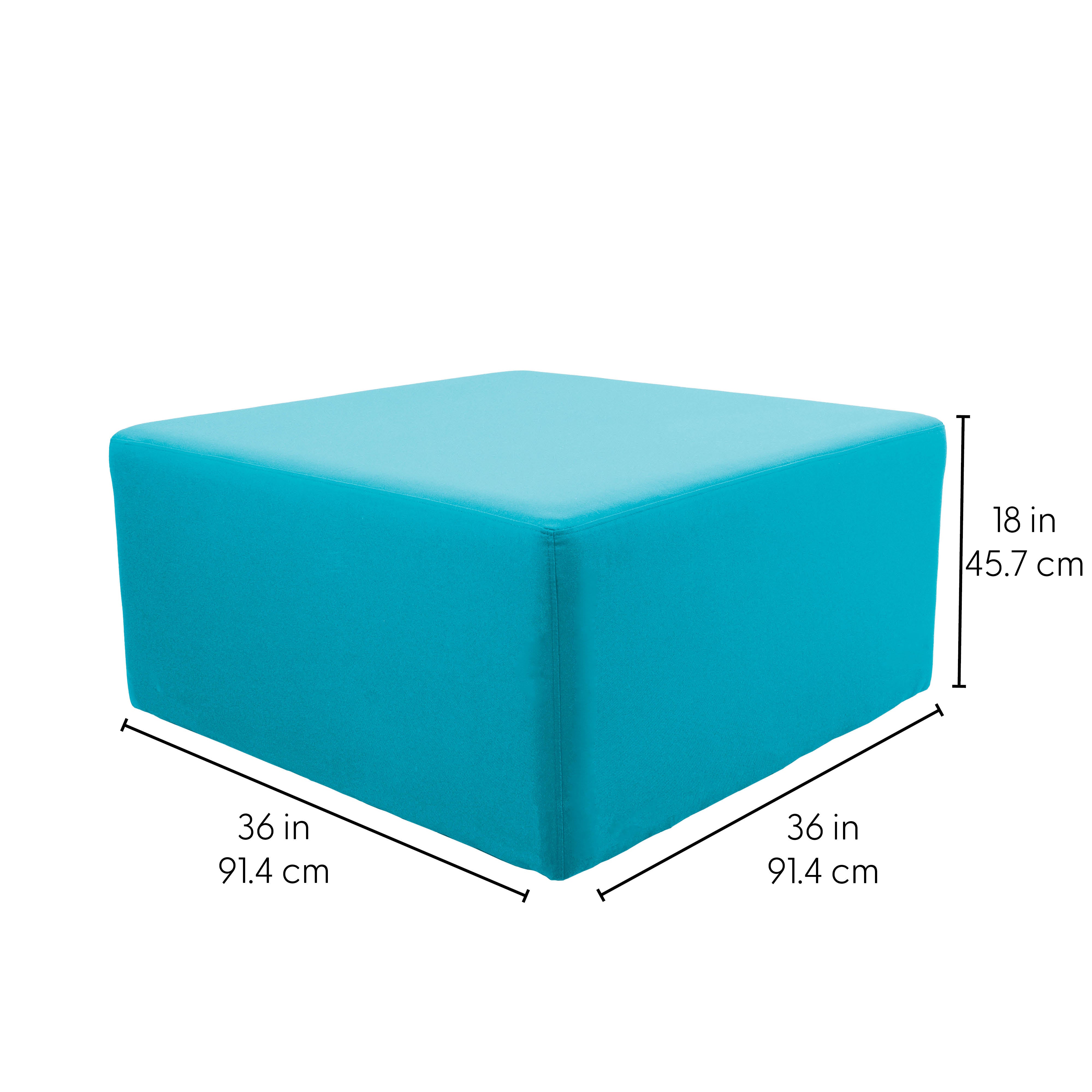 Outdoor 36" Square Ottoman with Sunbrella®, 18" H - Canvas Aruba