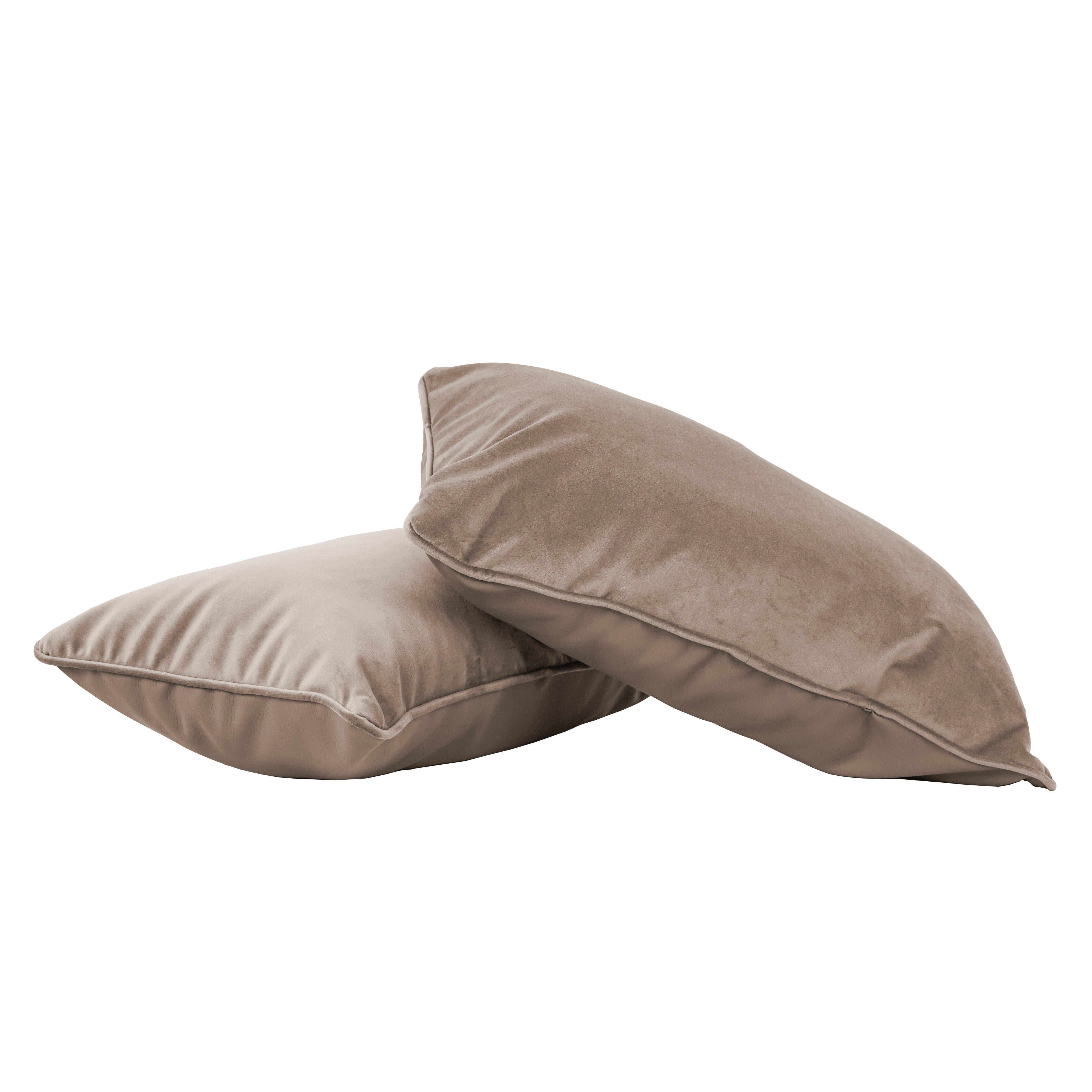 12" x 20" Rectangle Lumbar Microfiber and Faux Leather Pillow with Piping, 2-Piece - Caffe