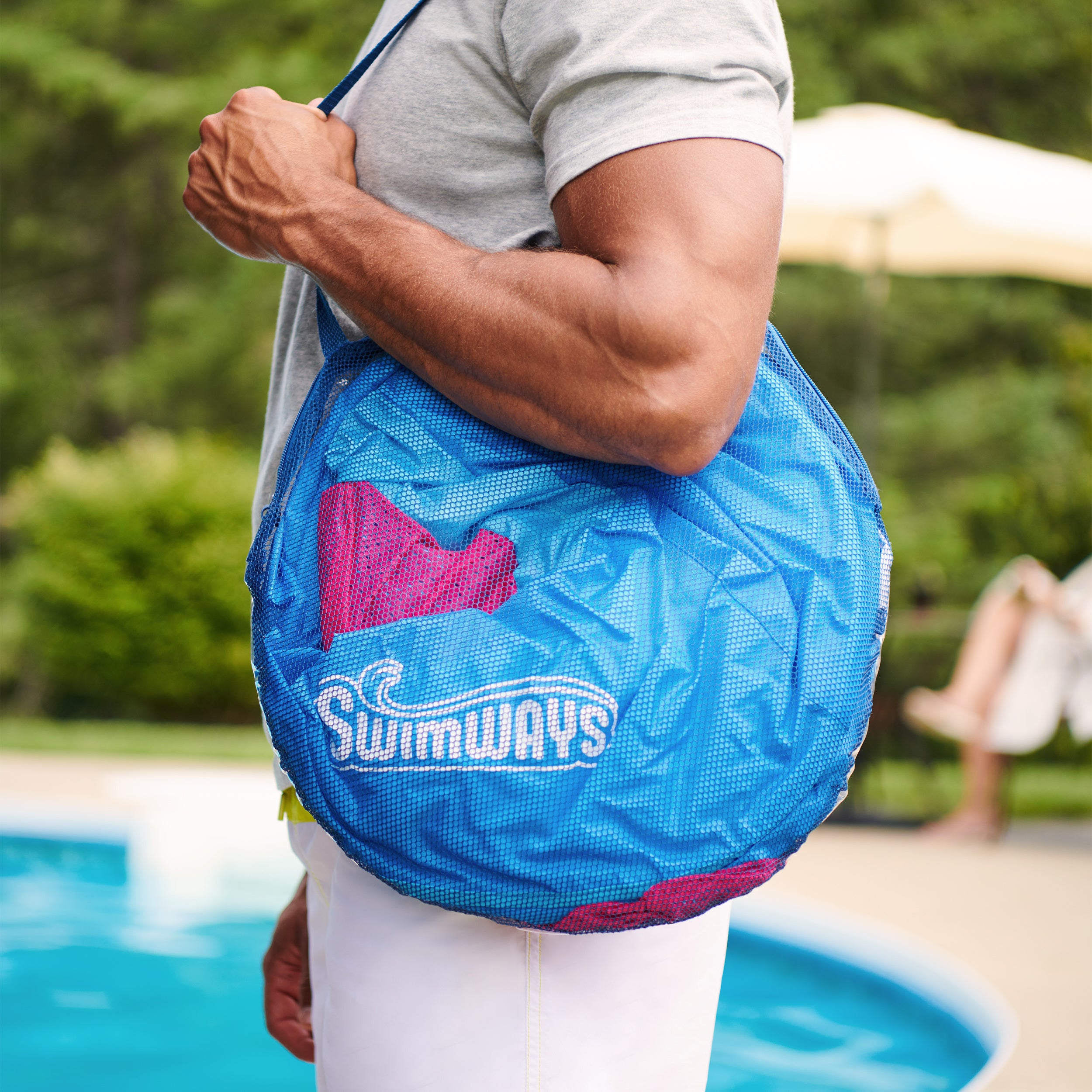SwimWays Spring Float Premium Recliner Pool Lounger with Hyper-Flate Valve, Inflatable Pool Float