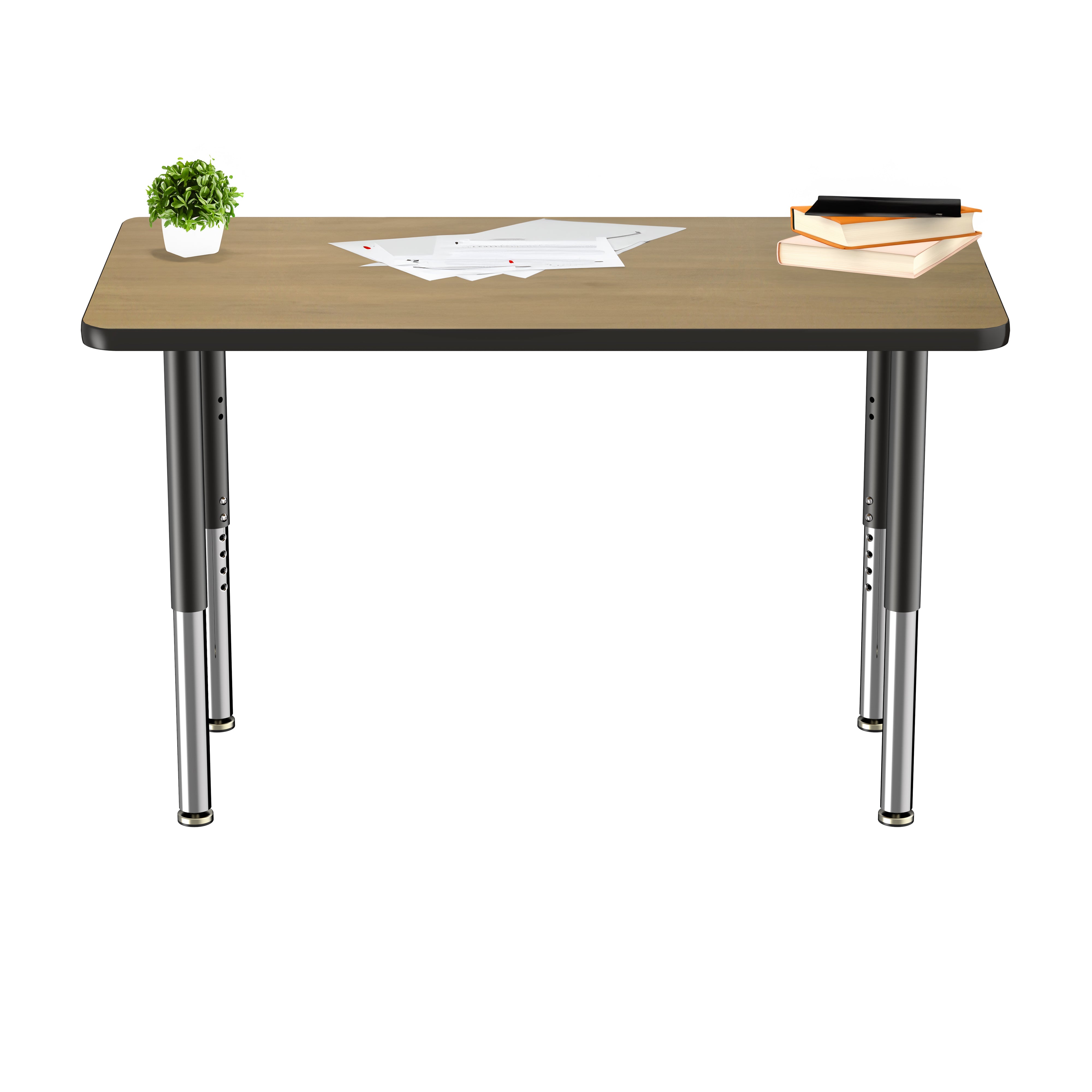 24" x 48" Rectangle T-Molding Activity Table with Adjustable Super Legs - Pasadena Oak/Black