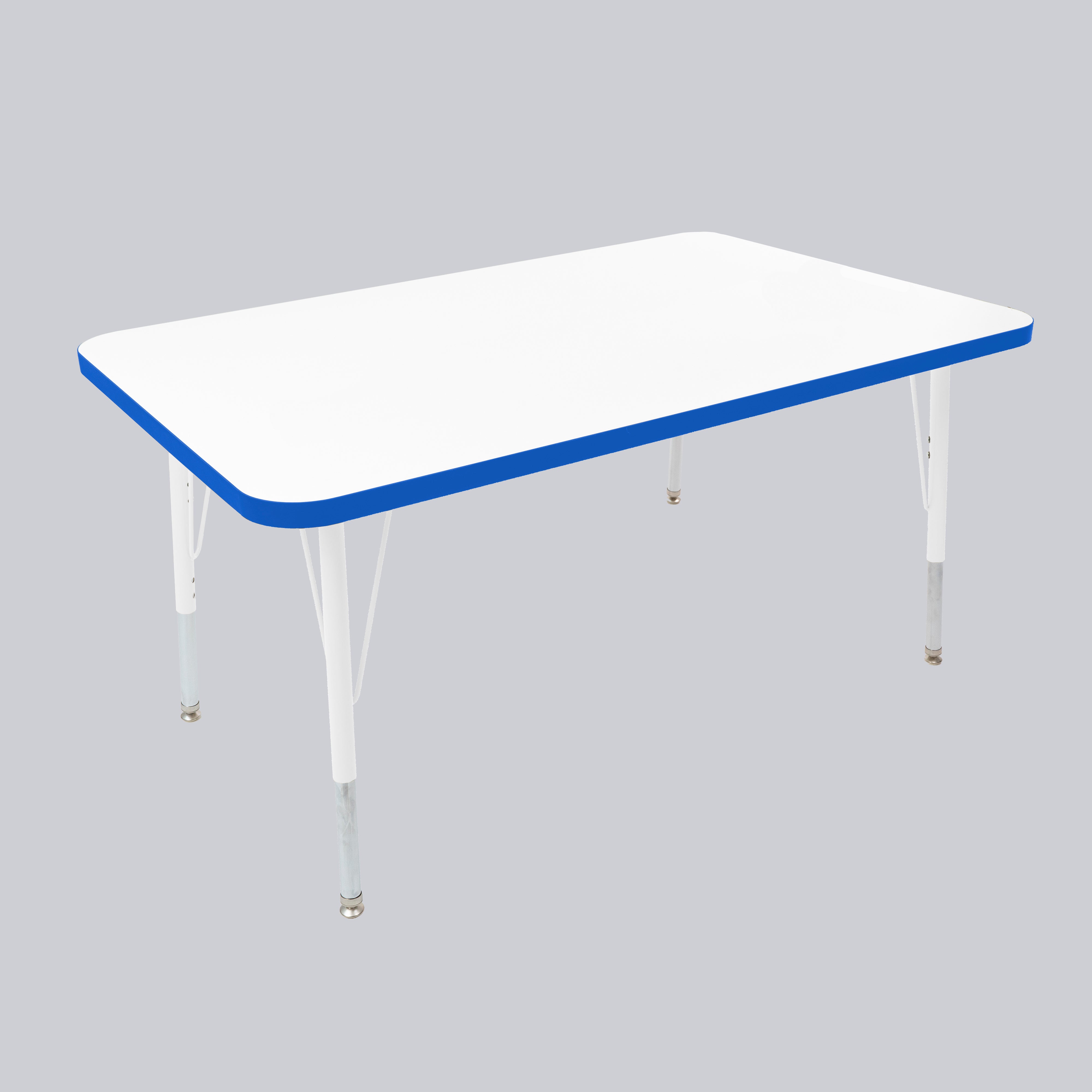 30" x 48" Rectangle Thermofused Activity Table with Adjustable Standard Swivel Glide Legs - White/Blue/White
