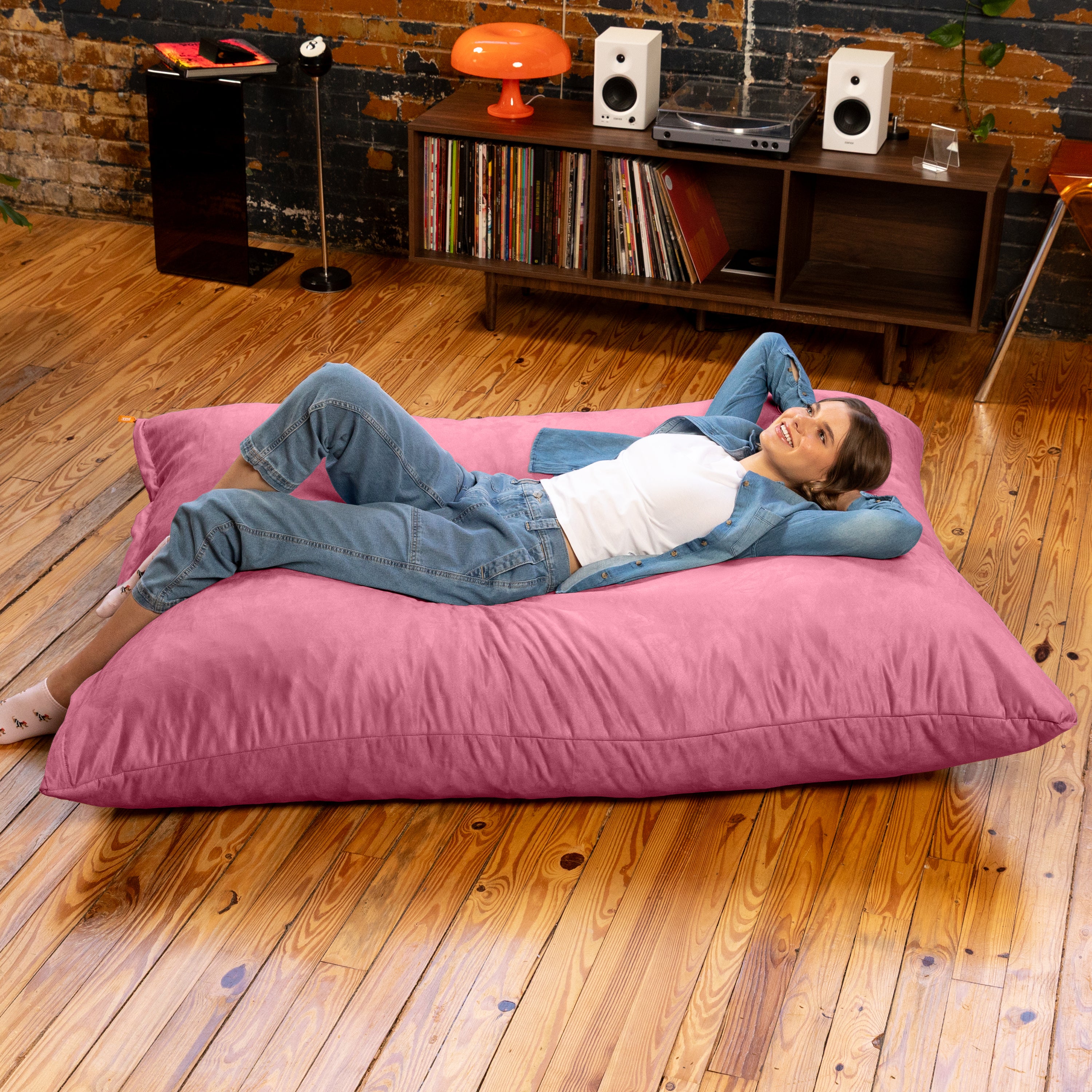 Jaxx Pillow Saxx 5.5-Foot - Huge Bean Bag Floor Pillow and Lounger, Pink