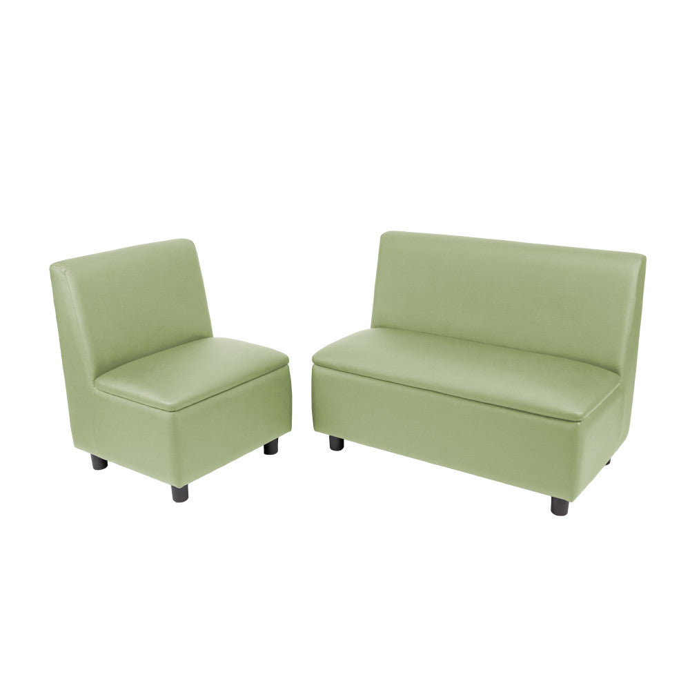 Kid Comfort Collective Modular Chair and Sofa, 2-Piece Set - Fern Green