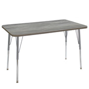 24" x 48" Rectangle La Madera Activity Table with Standard Legs - Light Gray Wood/Silver