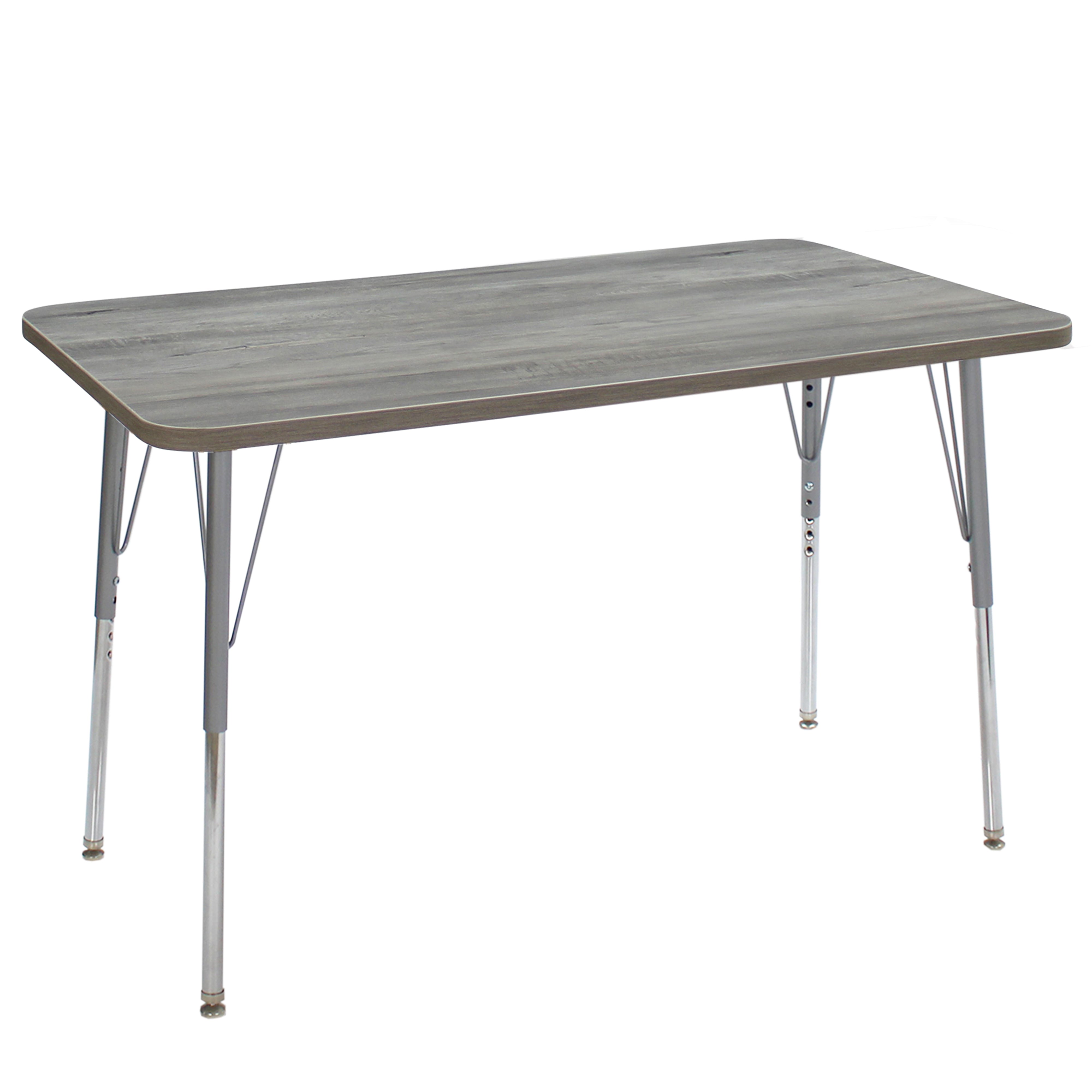 24" x 48" Rectangle La Madera Activity Table with Standard Legs - Light Gray Wood/Silver