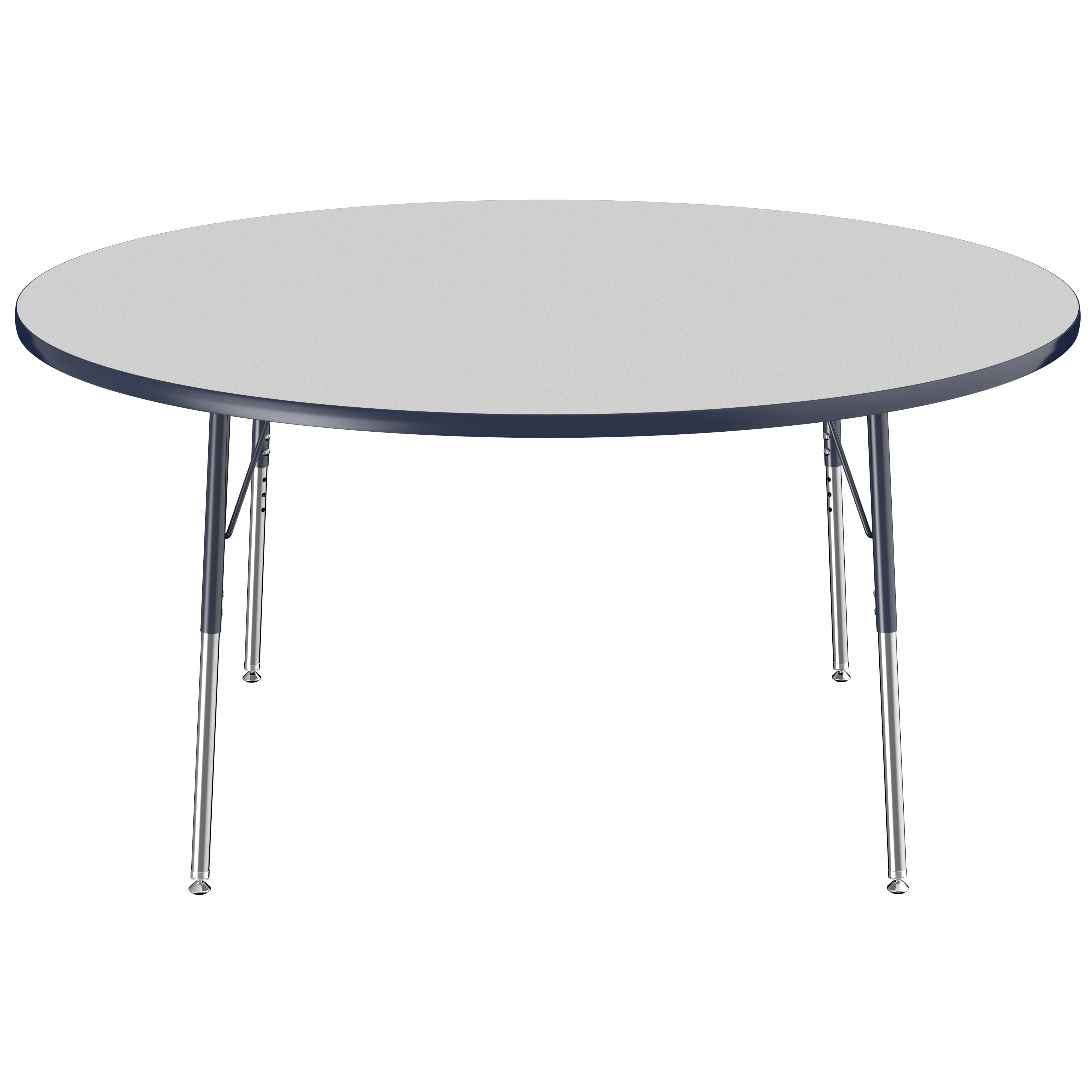 60" Round T-Molding Activity Table with Adjustable Standard Swivel Glide Legs - Gray/Navy