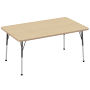 36" x 60" Rectangle T-Molding Activity Table with Adjustable Standard Ball Glide Legs - Maple/Maple/Black