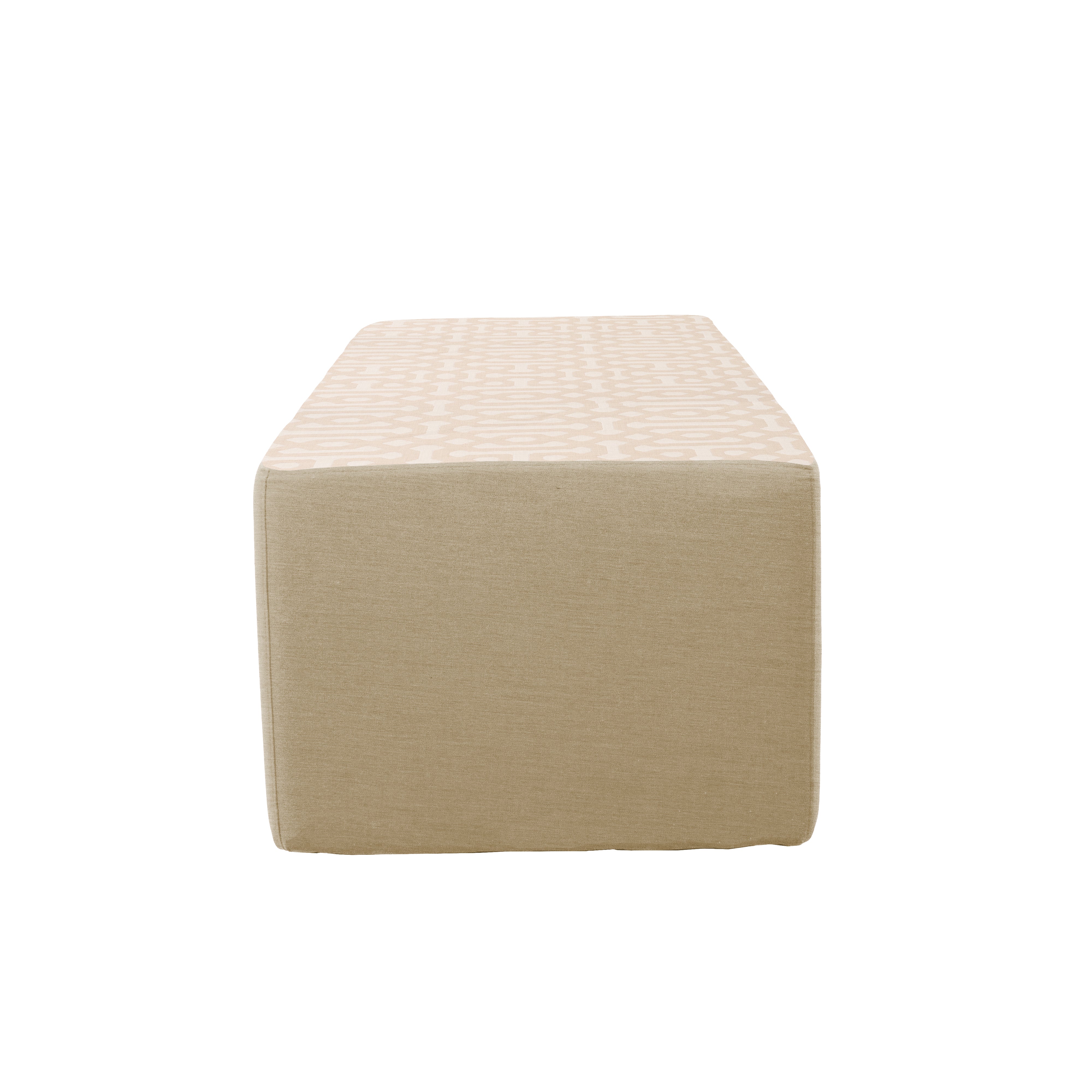 Outdoor 24" x 48" Rectangle Ottoman with Sunbrella, 18" H - Fretwork Flax/Spectrum Sand
