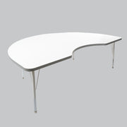 48" x 72" Kidney Thermofused Activity Table with Adjustable Standard Swivel Glide Legs - White/North Sea/White