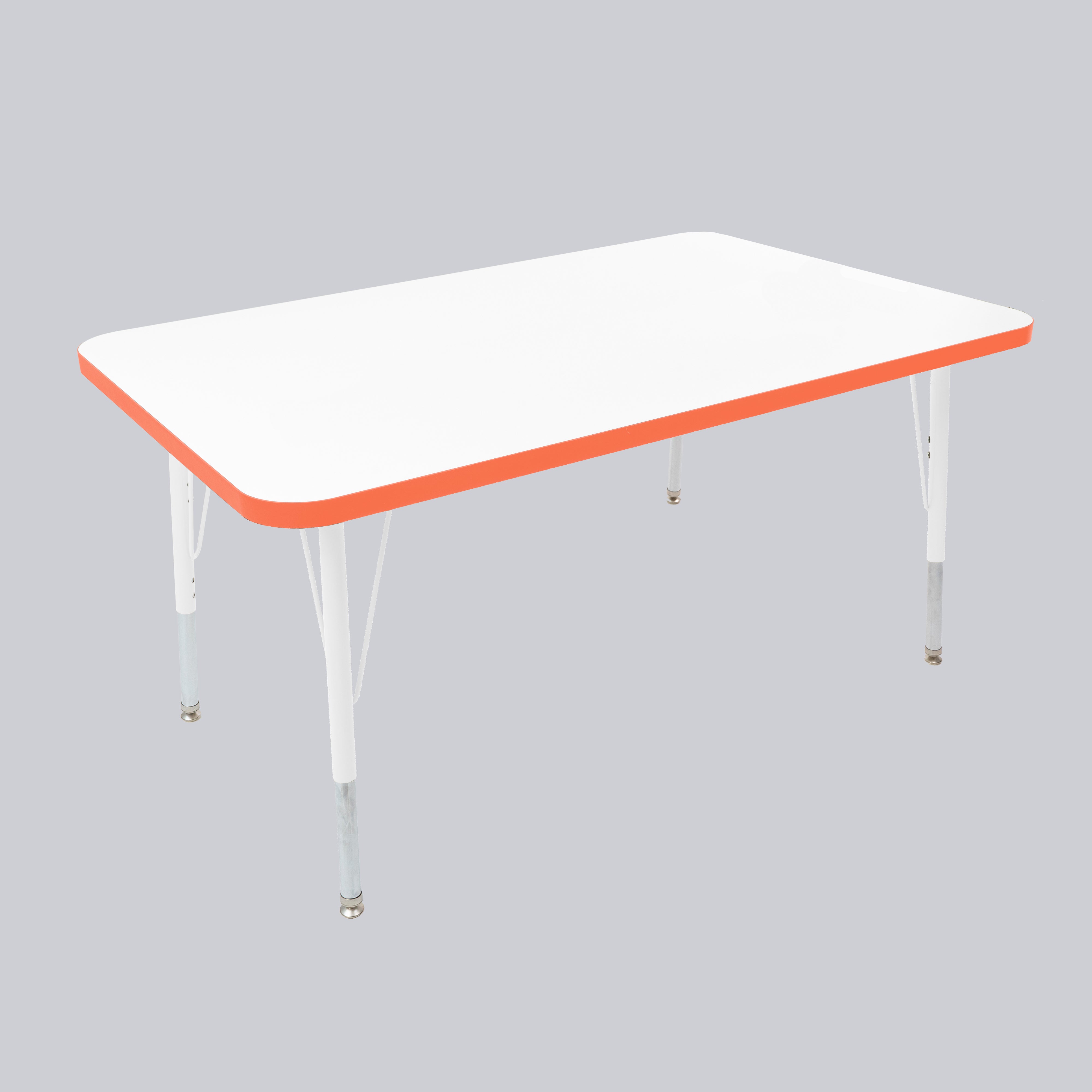 30" x 48" Rectangle Thermofused Activity Table with Adjustable Standard Swivel Glide Legs - White/Tangerine/White