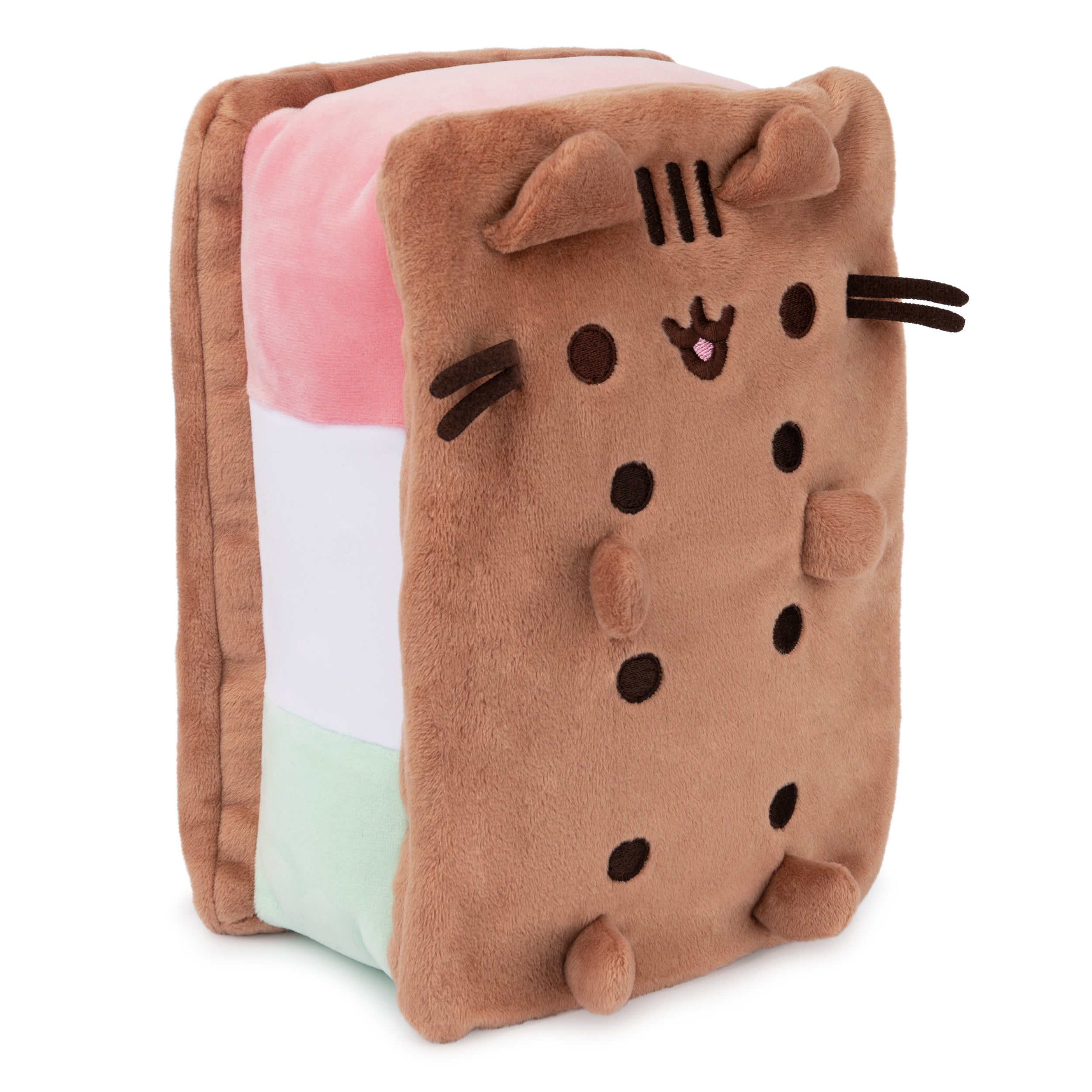 GUND Pusheen Neapolitan Ice Cream Sandwich Pusheen Plush, Stuffed Animal for Ages 8 and Up, Brown, 9.5”