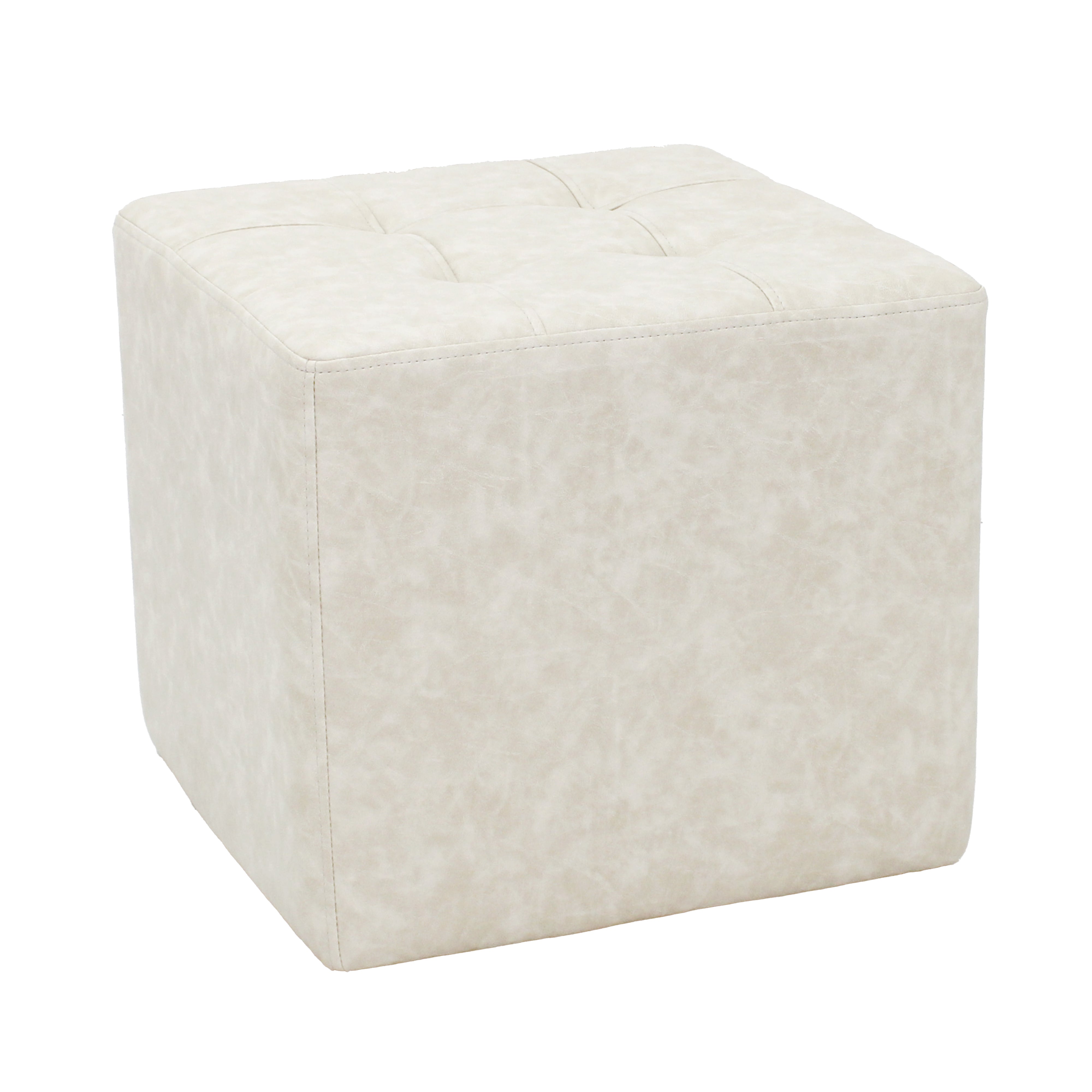 Rustic Tufted Square Ottoman 16" Height - Almond