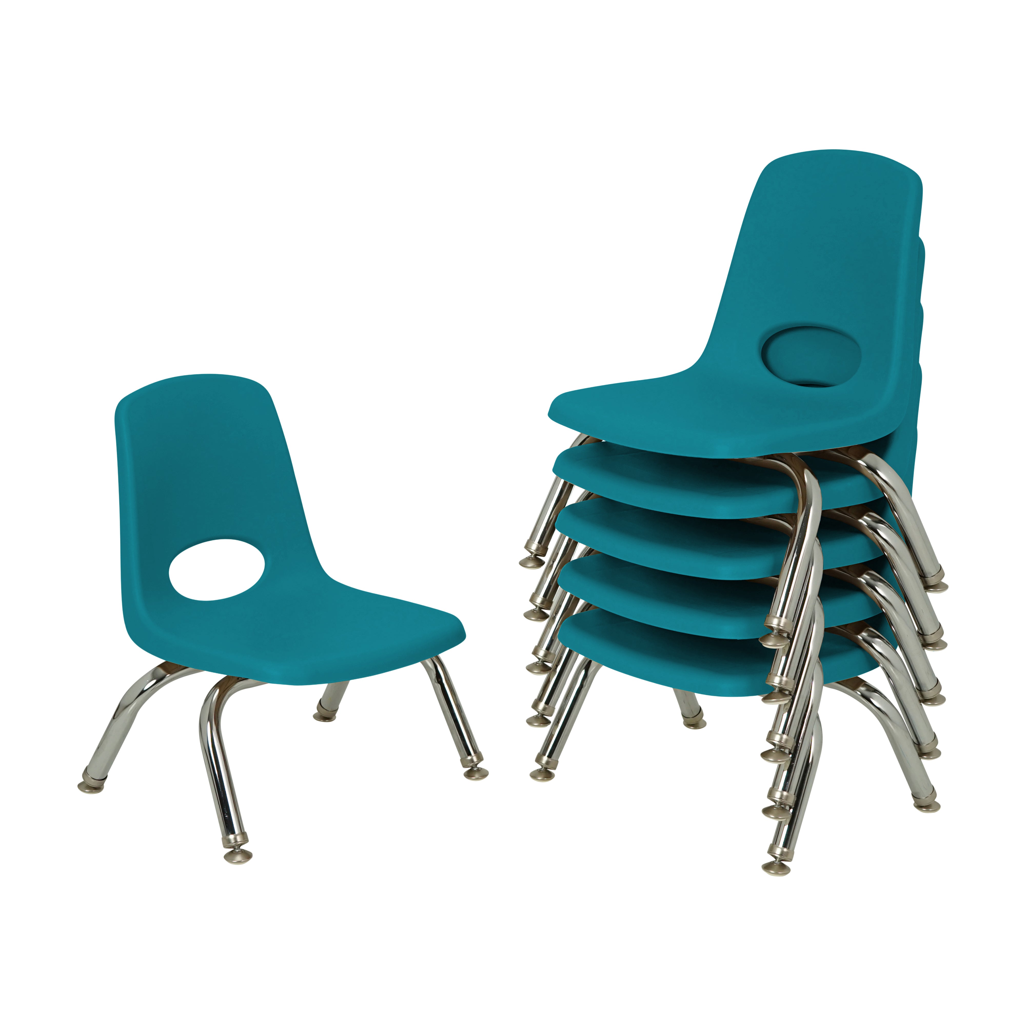 8" Stack Chair with Swivel Glides, 6-Piece - Teal
