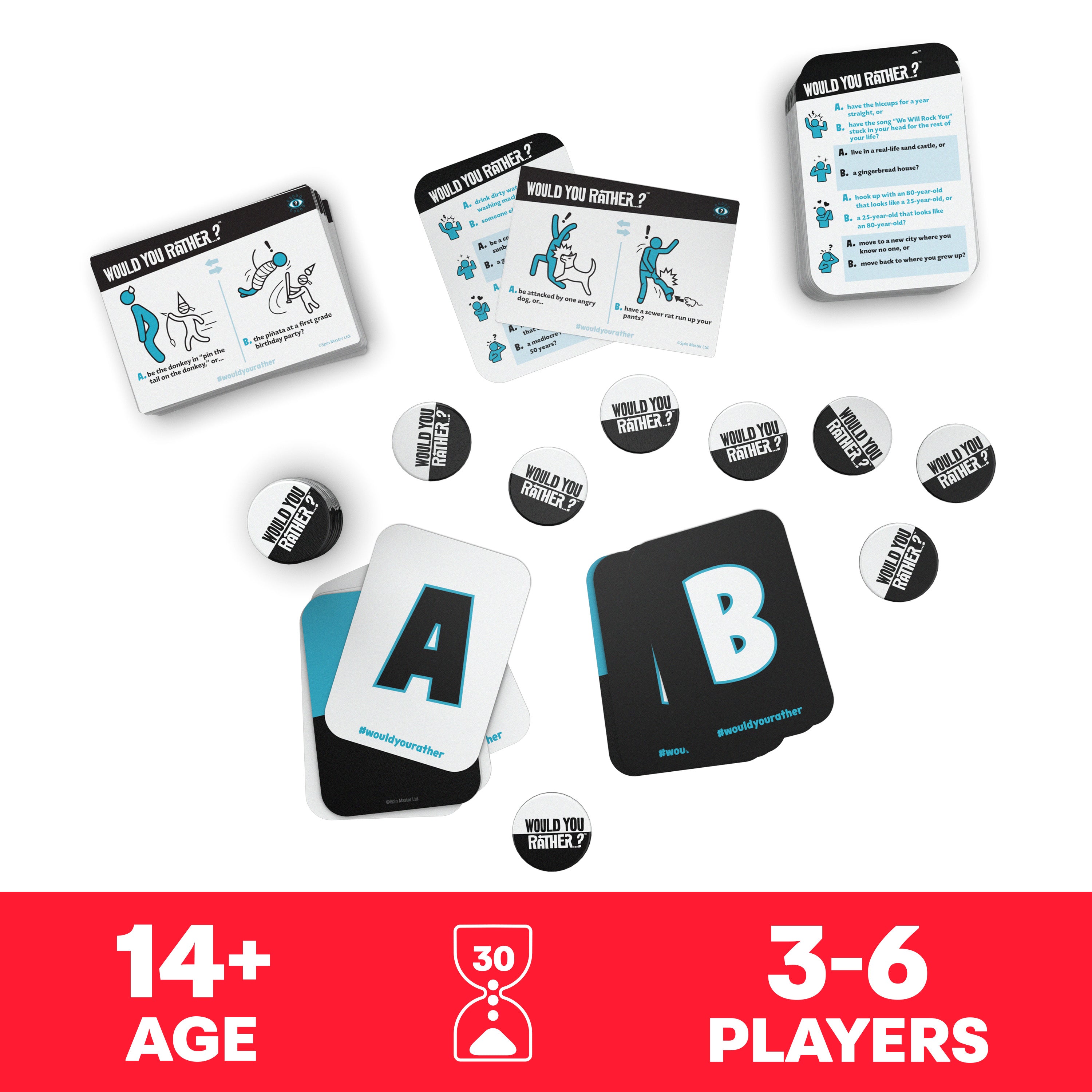 Spin Master Games, Would You Rather? Funny Party Card Game for College, Friendsgiving, Birthdays, & More, for Teens & Adults, 3-6 Players, for Ages 14 & Up