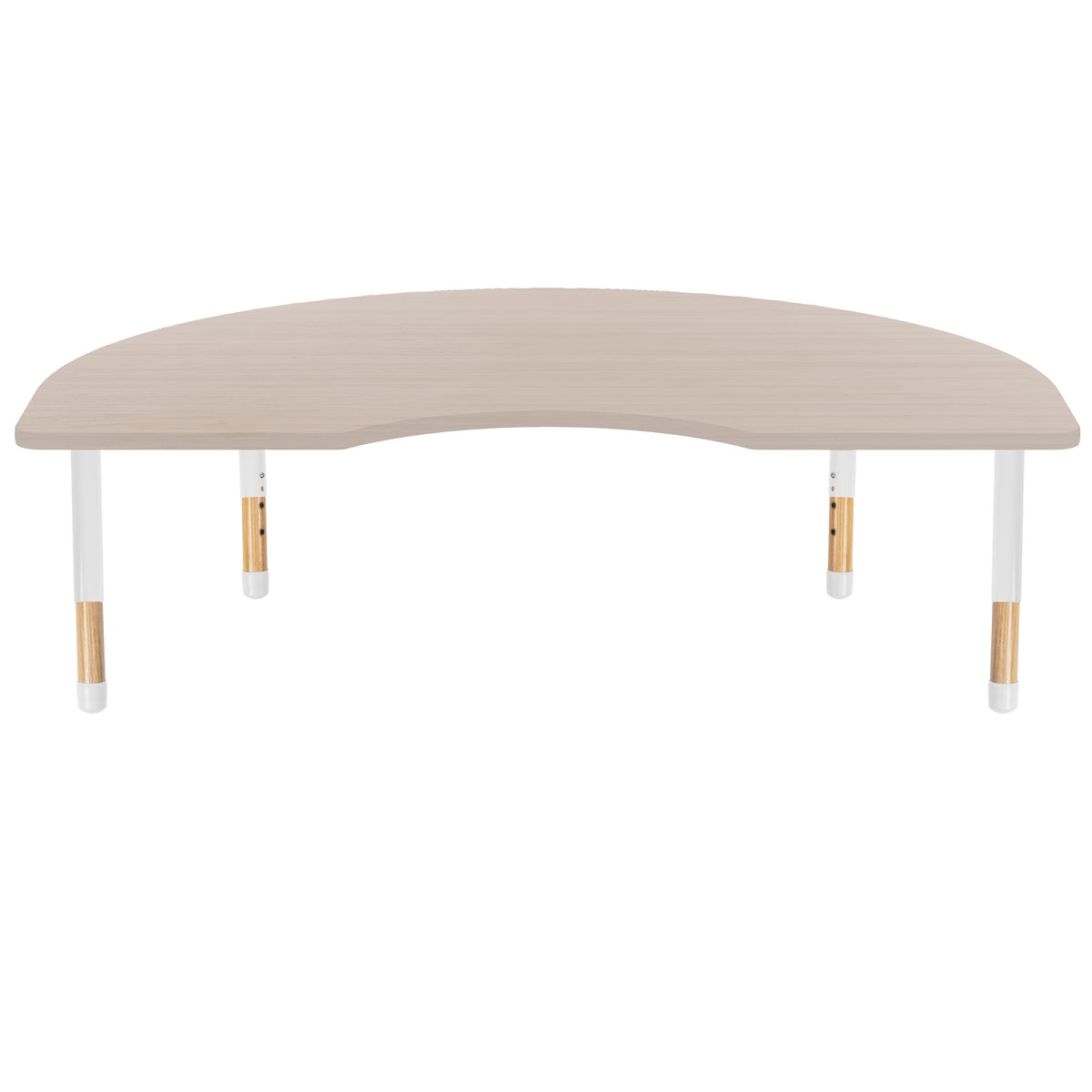48" x 72" Kidney Thermofused Activity Table with Adjustable Chunky Wood Legs - Asian Sand/White/Natural