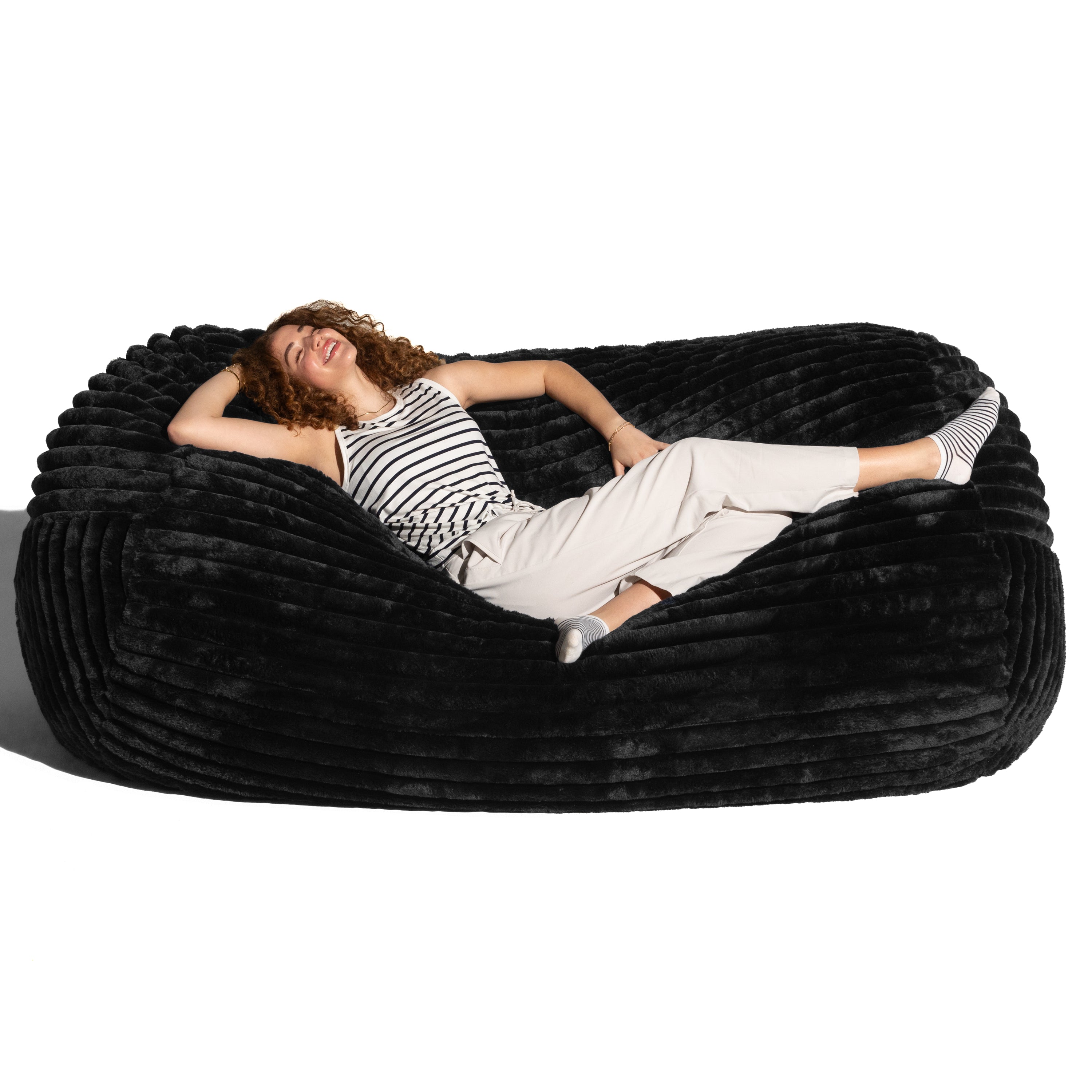 Jaxx Grand Lounger 7 Foot Bean Bag Sofa - Black Mondo Fur