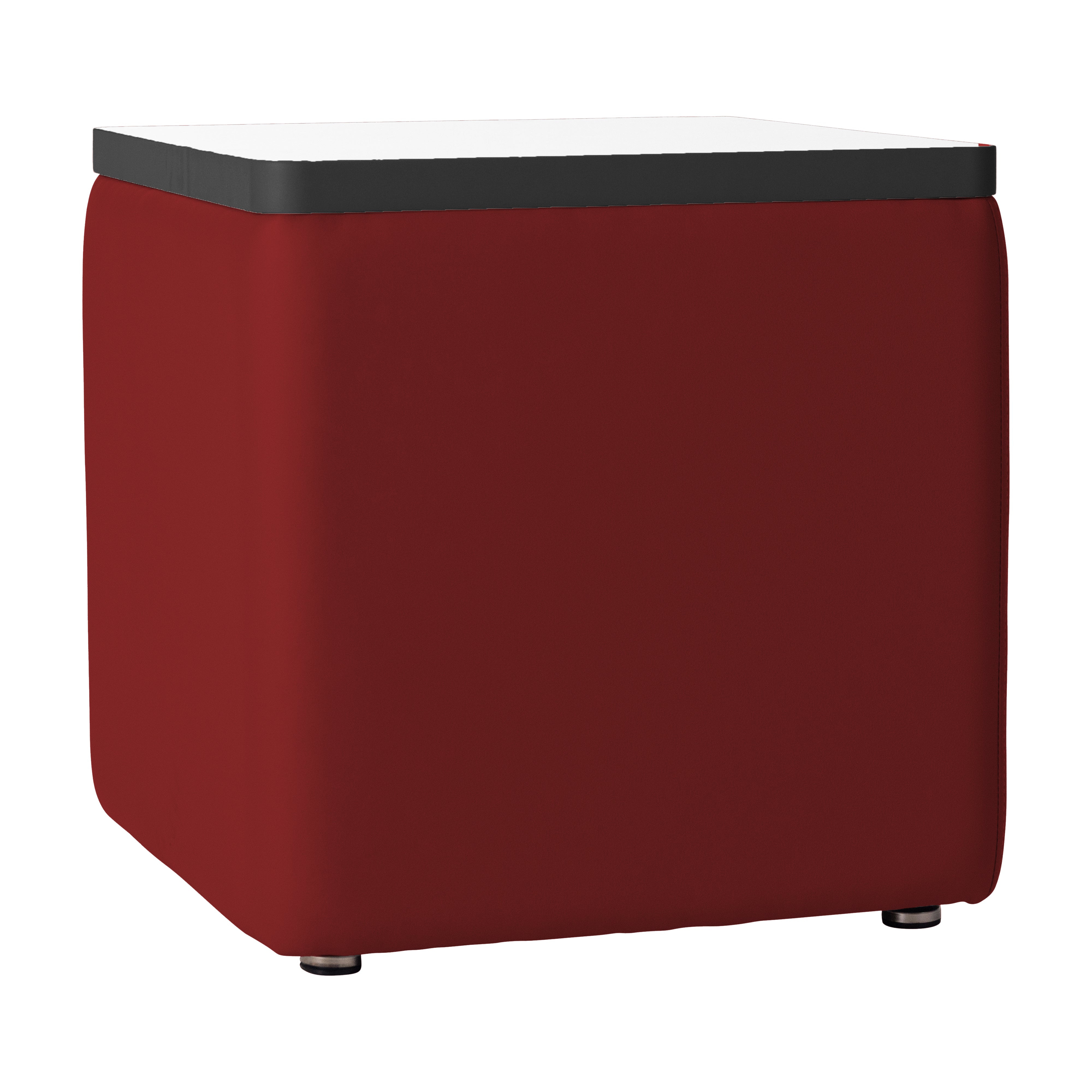 Pro Series Upholstered 18" x 18" Square Dry-Erase Ottoman Table 18" Height - Crimson/Whiteboard